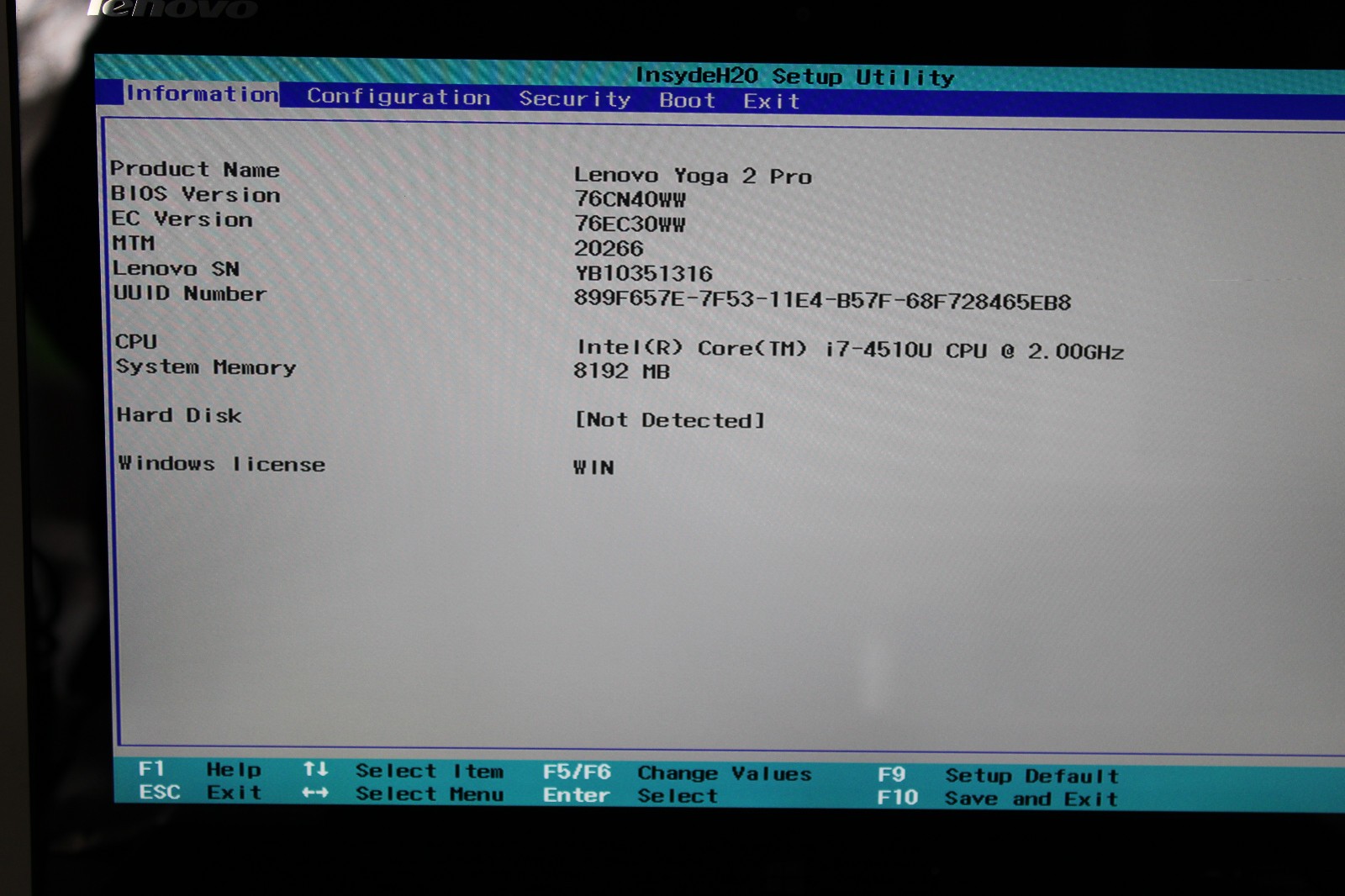 Lenovo Yoga 2 Pro Touch 13″ i7-4510U @ 2.00 GHz 8GB RAM No SSD No OS
