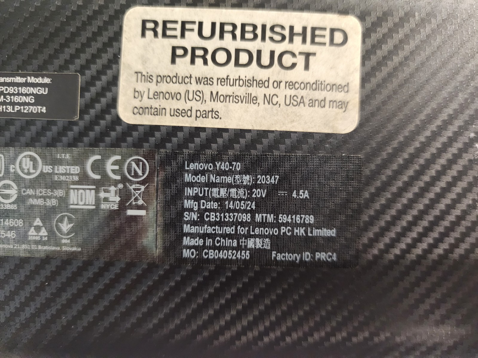 Lenovo IdeaPad Y40-70 Intel i7 4TH Gen, 16GB, Radeon R9 M275 512gb SSD READ!
