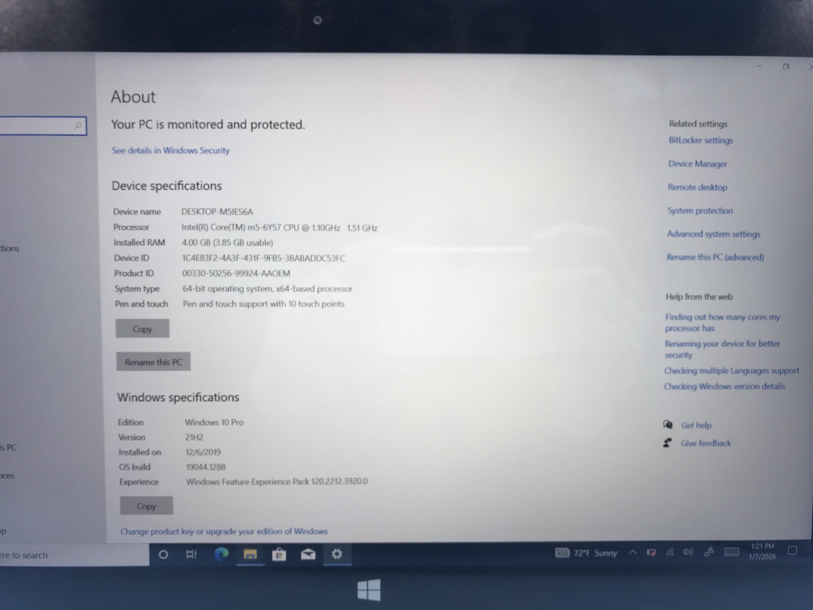 Dell Latitude 7275 12.5″ Touch Core m5-6Y57 1.10GHZ 4GB RAM 128GB SSD Win 10