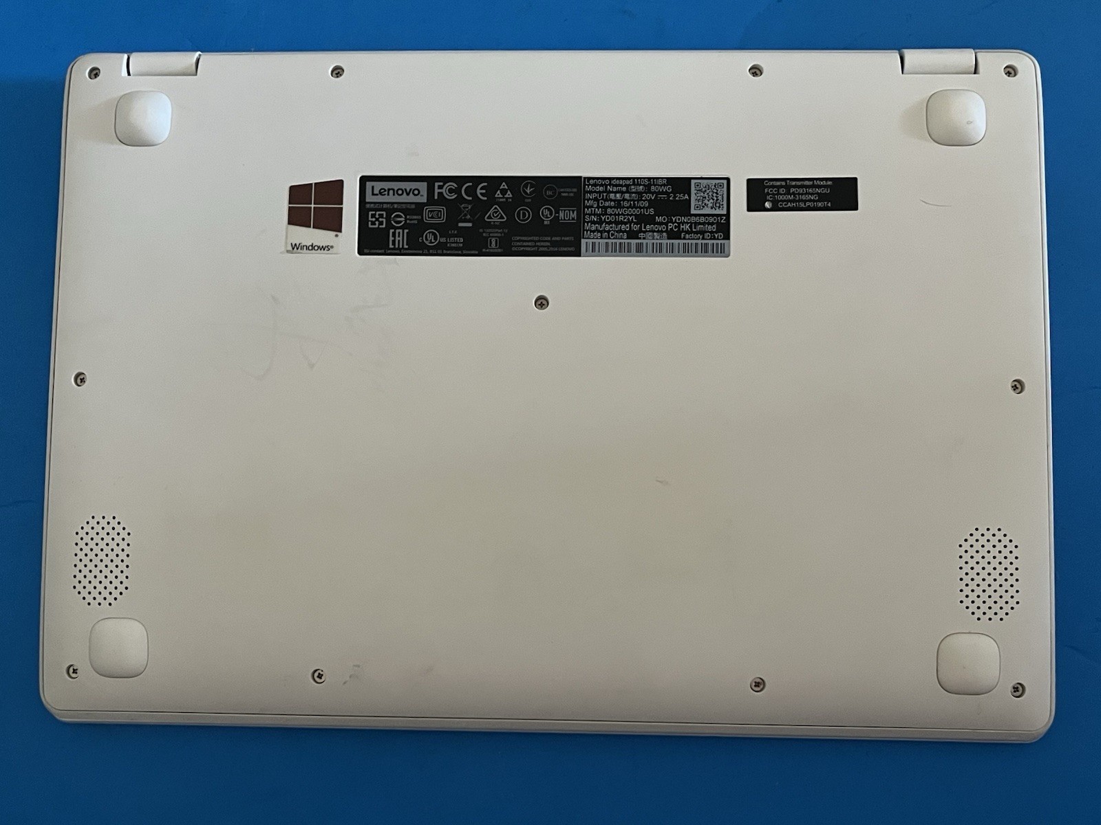 Nice Working Condition Lenovo IdeaPad 110s – 11IBR 11.6″ White w/ Power Cord,