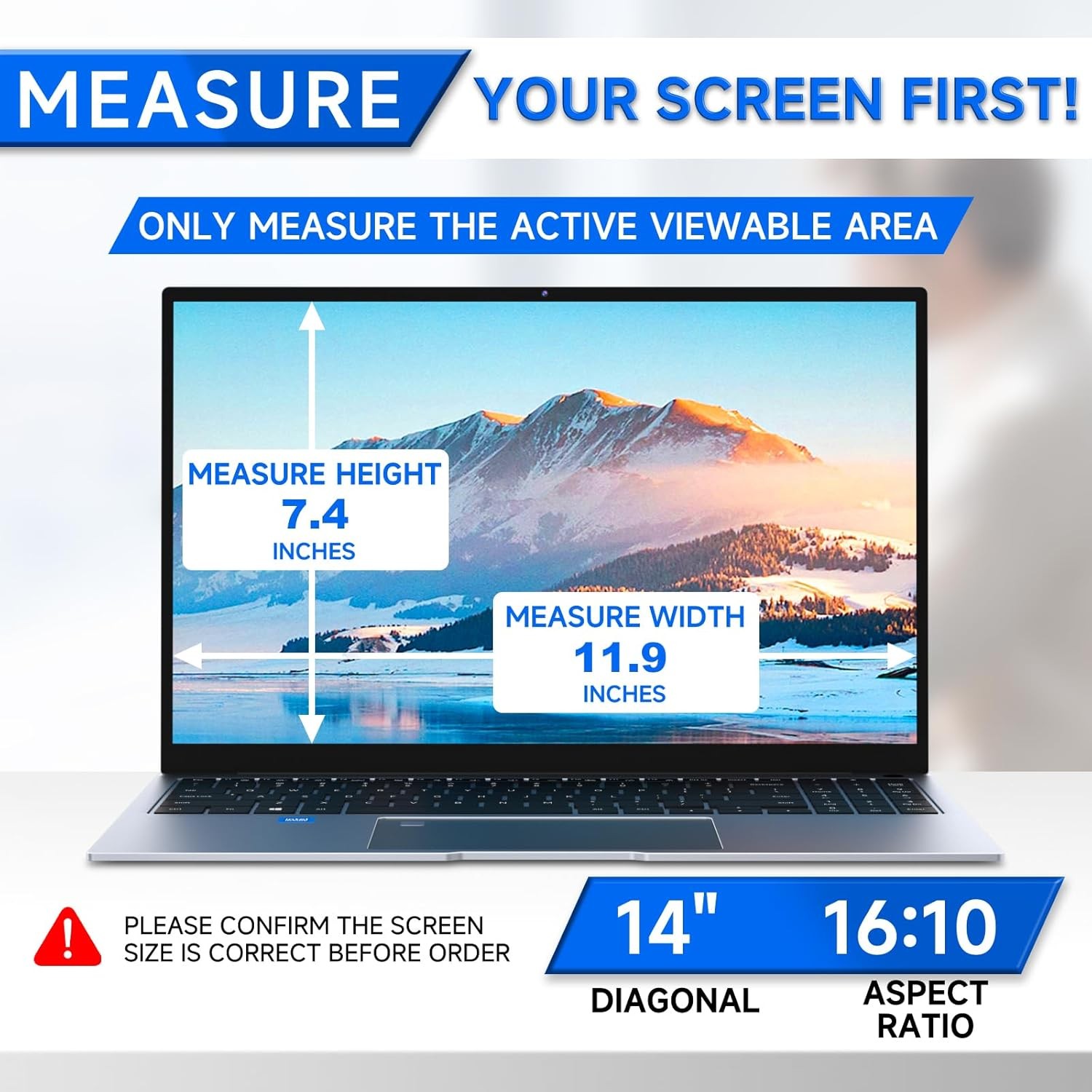 360° Removable Privacy Filter for 14″ Laptops, Anti-Glare, 16:10 Aspect Ratio