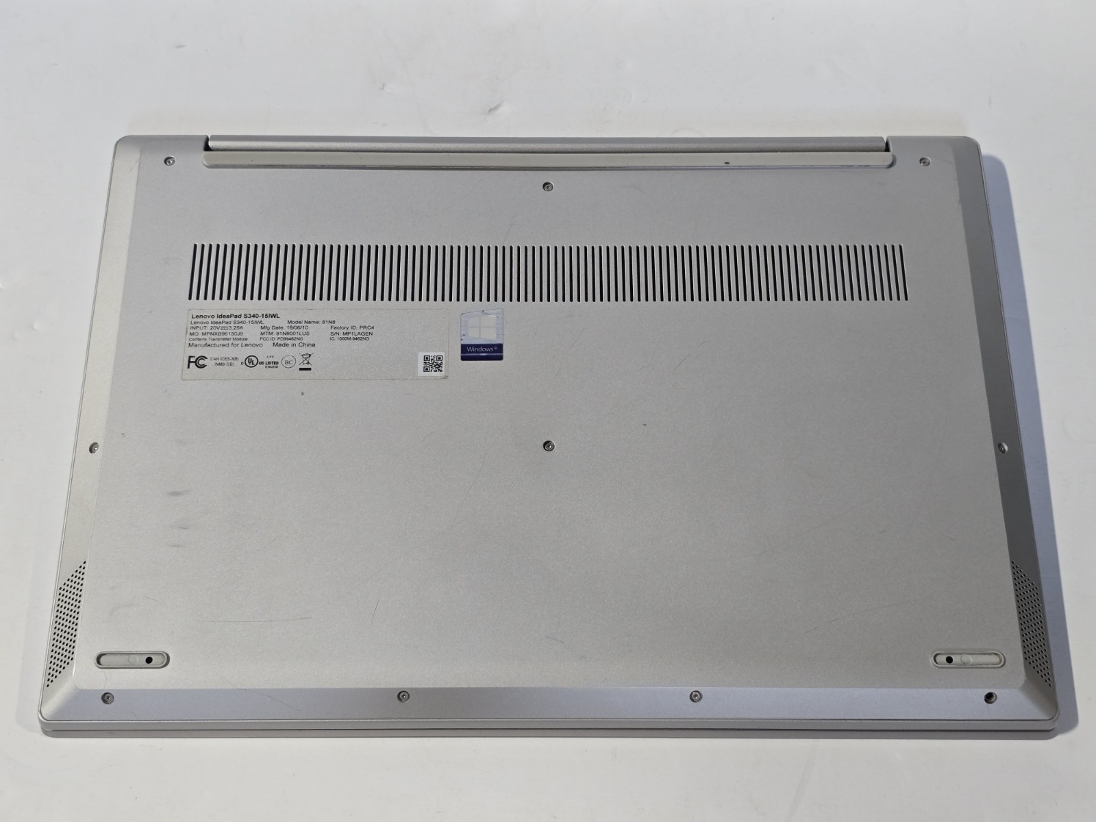 Lenovo IdeaPad S340-15 IWL i3-8145U 2.10GHz No RAM No OS/SSD, Won’t Boot At All.