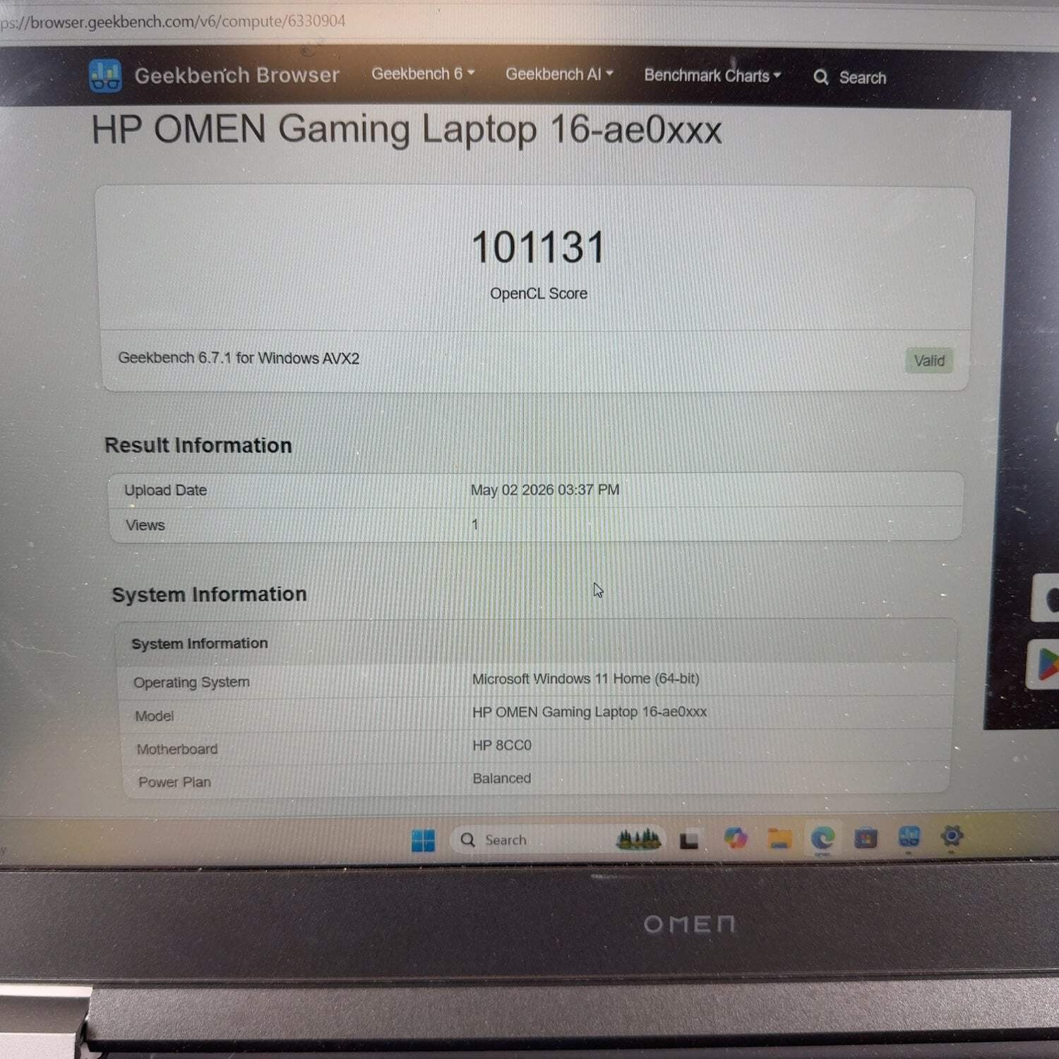HP Omen 16-AE0073C1 16″ i7-14650HX 2.2GHz 32GB RAM 1TB SSD GeForce RTX 4060