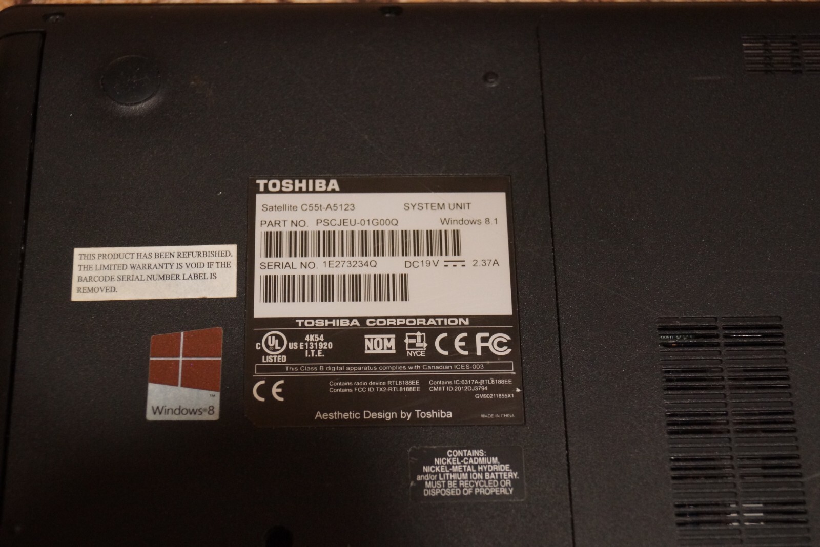 24H2 Edition WIN 11PRO Touchscreen Toshiba C55T-A5123@2.13GHz,8GB RAM 500GB HDD