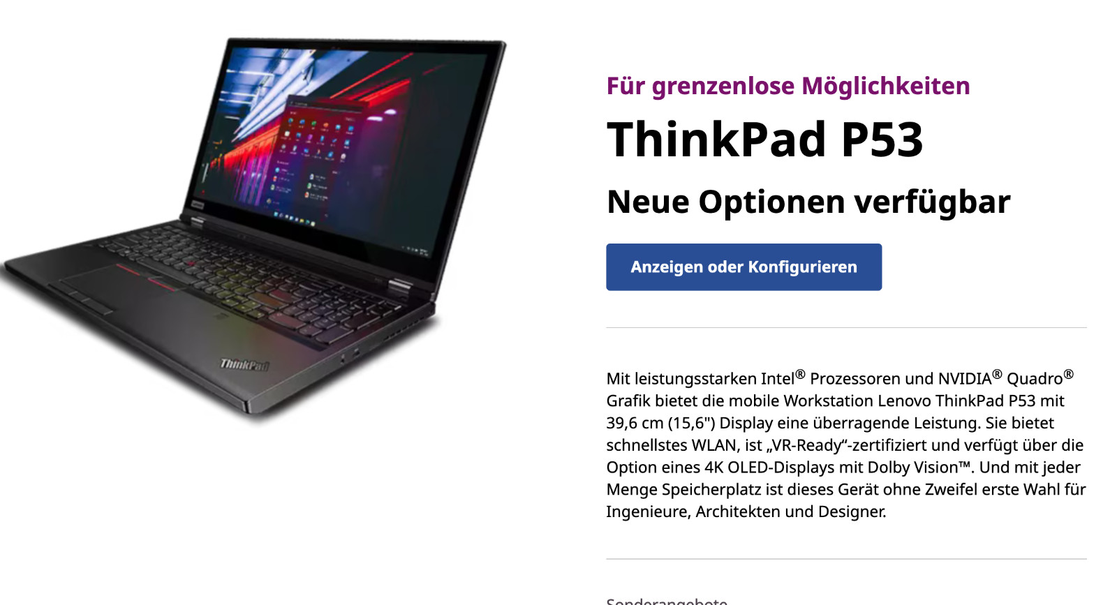 Lenovo ThinkPad P53 Core i7-9850H 80GB 2TB 15.6′′ 4K UHD Quadro RTX 3000 W11P
