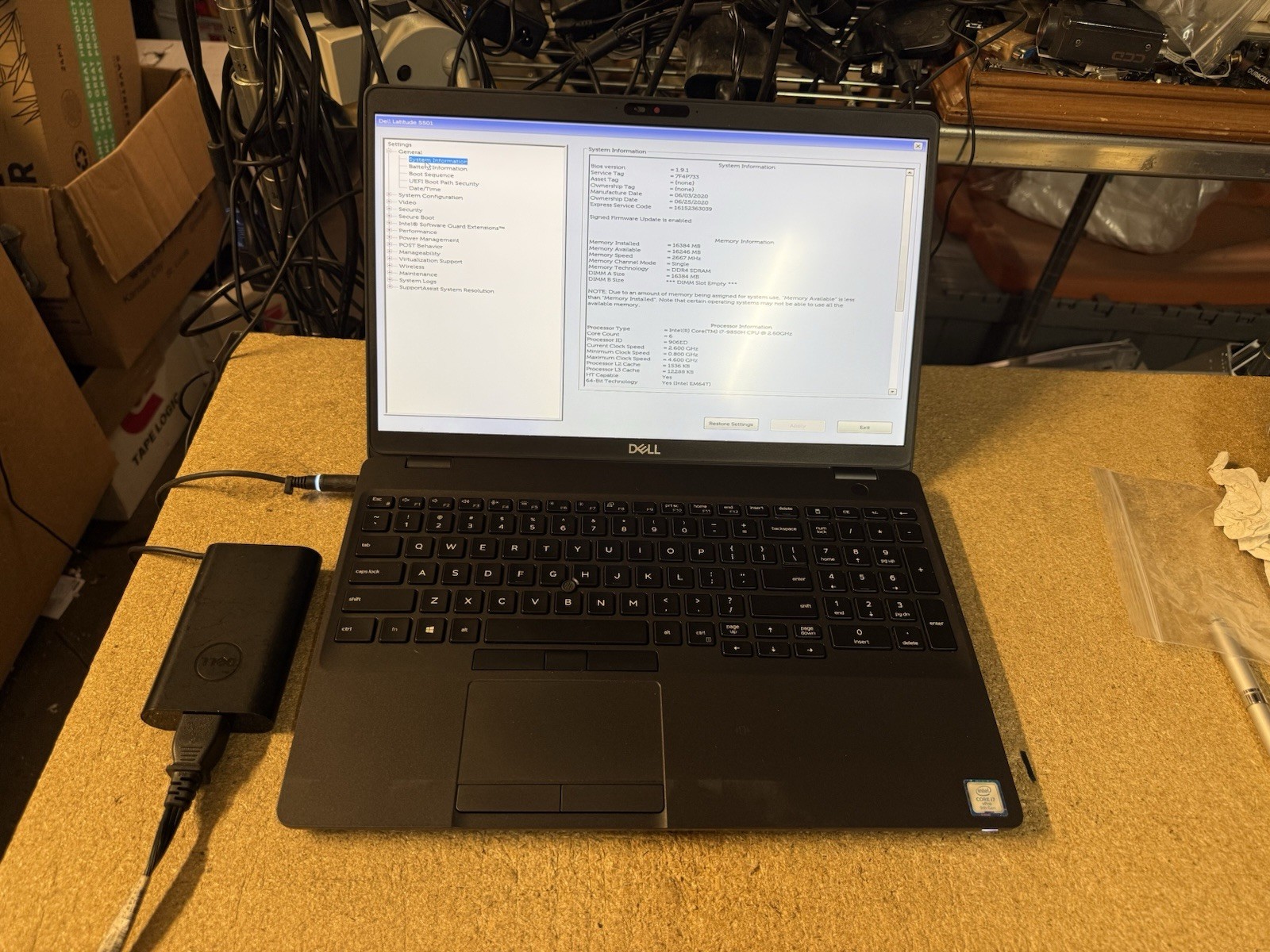 Dell Latitude 5501 w/ Intel Core i7-9850H 2.60GHz 16GB RAM 512GB NVMe PWR NO OS