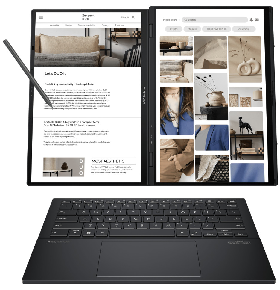 ASUS Zenbook Duo 14″ 2880 x 1800 Intel Ultra 9 285H 32GB 1TB SSD Windows 11 Home