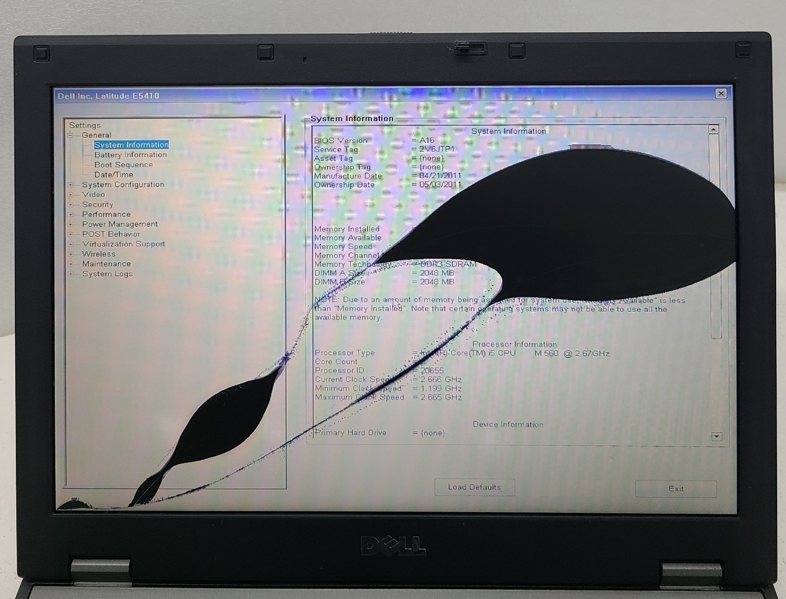 Dell Latitude E5410 Laptop Intel i5 M 560 2.67GHz 4GB RAM NO HD/OS (FL)