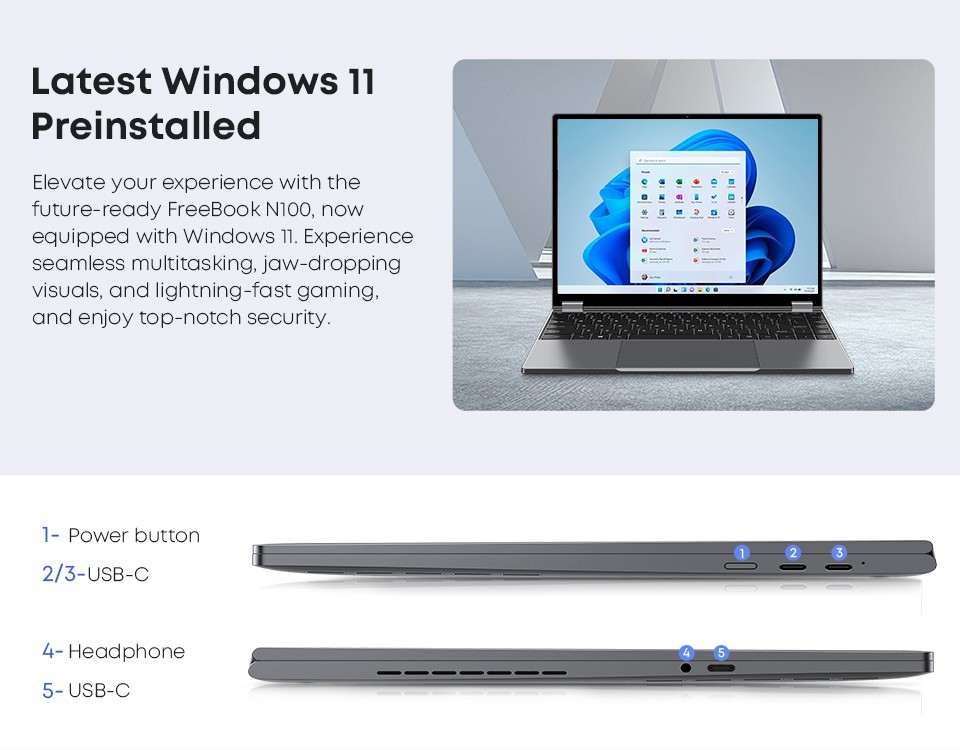 CHUWI FreeBook 13.5″ 2-in-1 Laptop Intel i3-1215U 6C/8T 12GB+512GB Win 11 PC
