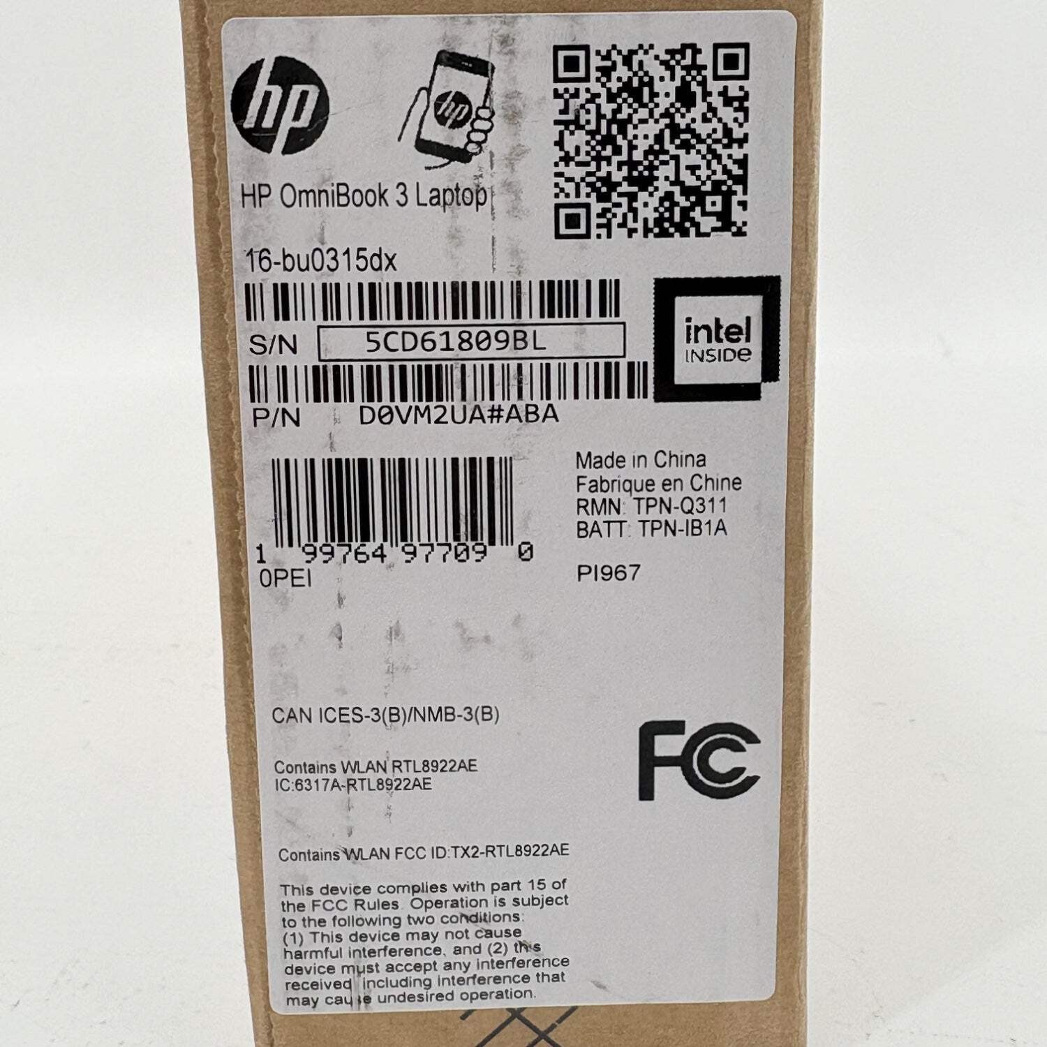 New HP OMNIBOOK 3 16-BU0315DX 16″ CORE ULTRA 5 225U 4.8GHz 16GB RAM 512GB SSD