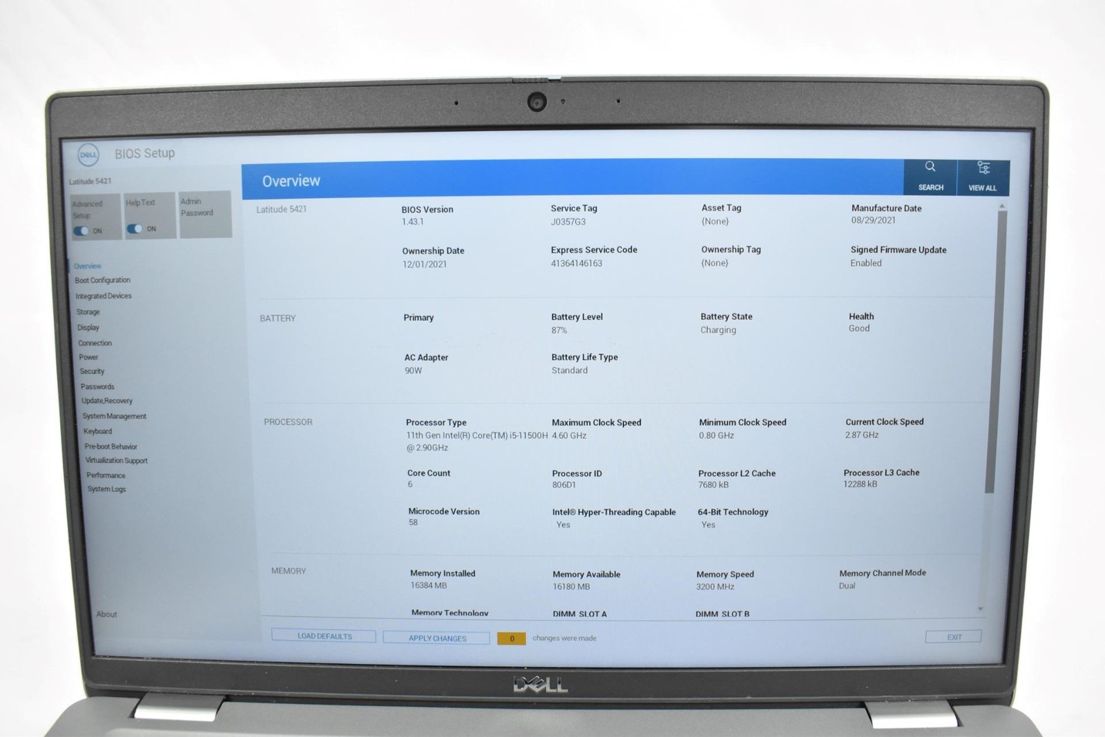 Dell Latitude 5421 Laptop i5-11500H 2.90GHz 16GB 256GB SSD 14″ No OS *See Issue*