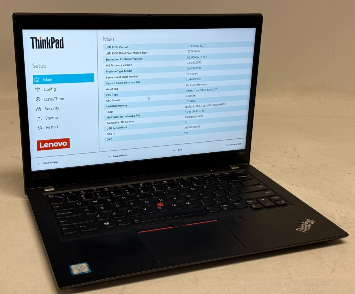 Lenovo ThinkPad T490s 14″ (i5-8365U 1.6GHz – 16GB RAM – 256GB SSD – Win11Home)