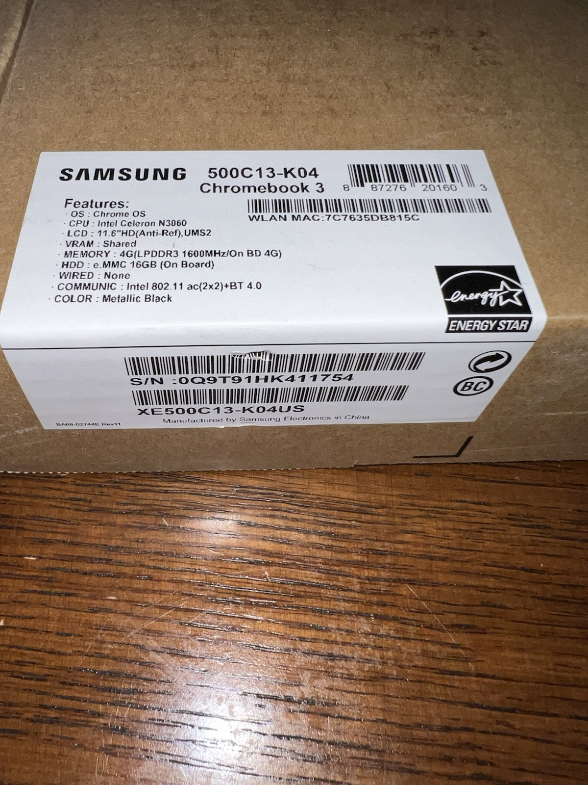 Samsung Chromebook 3 4GB Ram 16GB SSD 11.6-Inch Laptop – Black – XE500C13-K02US