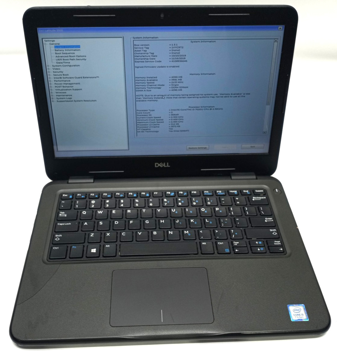 Dell Latitude 3300 13.3″FHD i3-7020u@2.30GHz 4GB DDR4 RAM No HDD No OS MC577*!