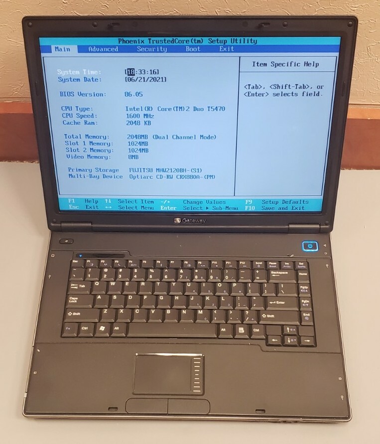 GATEWAY E-475M 15.6″ Intel Core 2 Duo T5470 2GB RAM 120GB HDD WIFI LINUX