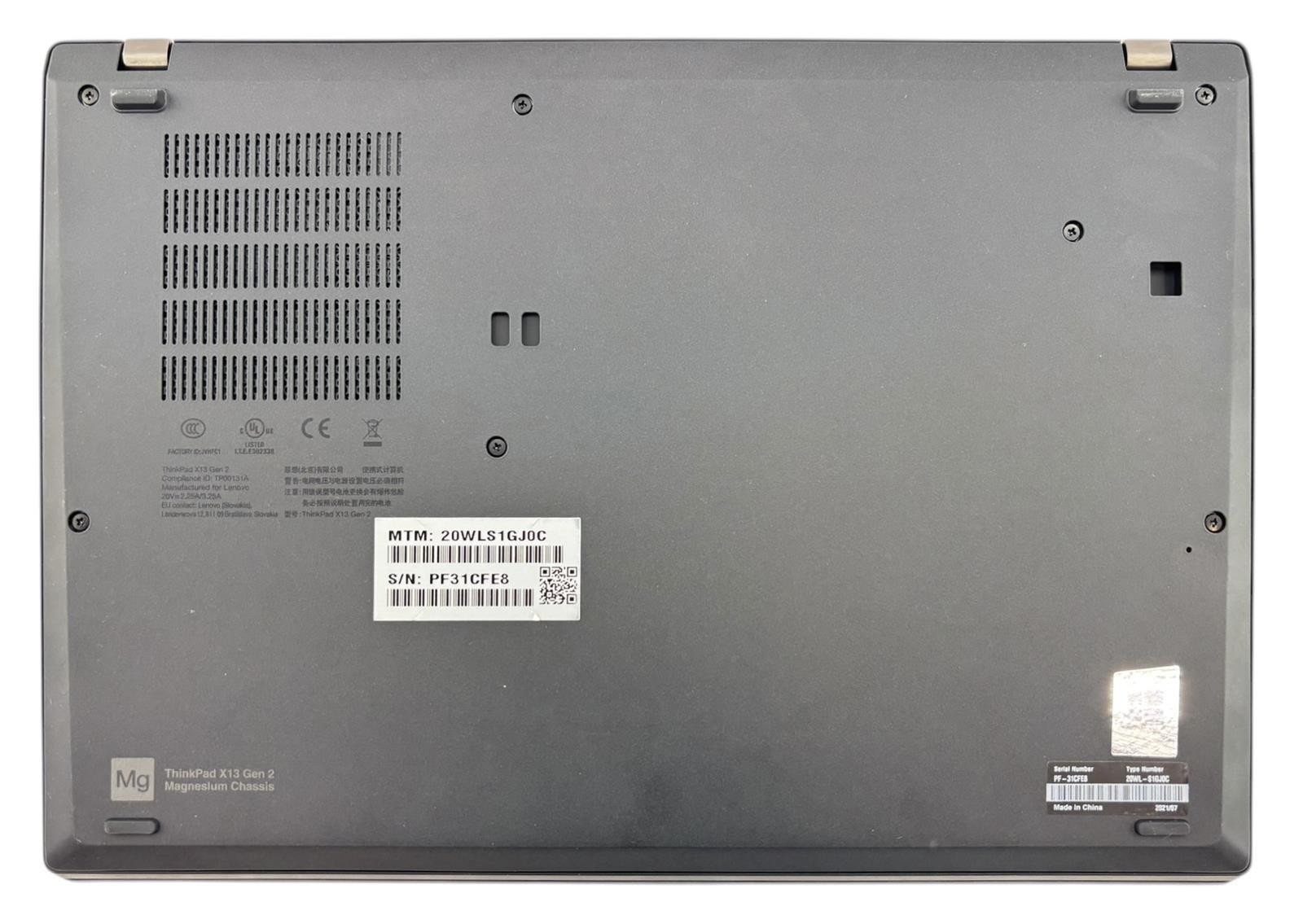 Lenovo ThinkPad X13 Gen 2i Quad Core i7-1185G7 3GHz 512GB SSD 16GB RAM Win11 Pro