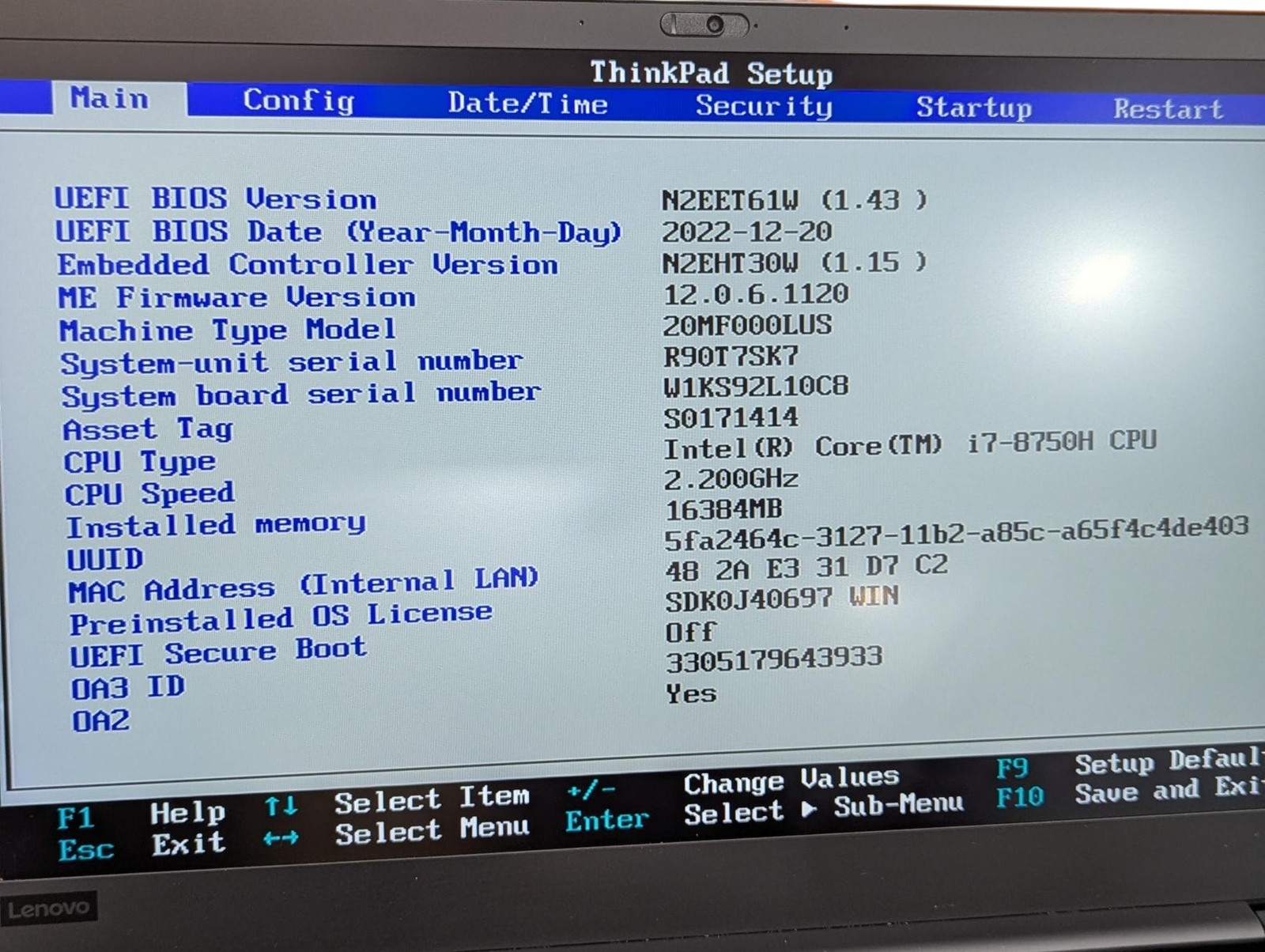 Lenovo ThinkPad X1 Extreme i7-8750H 2.20GHz 16GB RAM 512GB SSD-Grade D