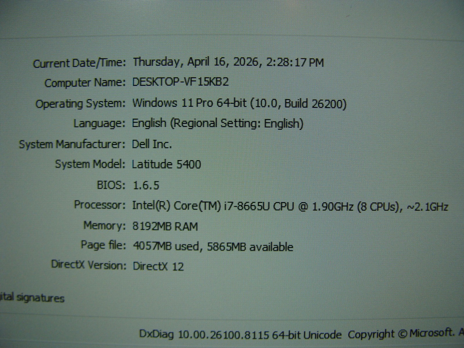 Dell Latitude 5400 14″ FHD Intel i7-8665U 1.9GHz 8GB 512GB Windows 11 Pro +PA
