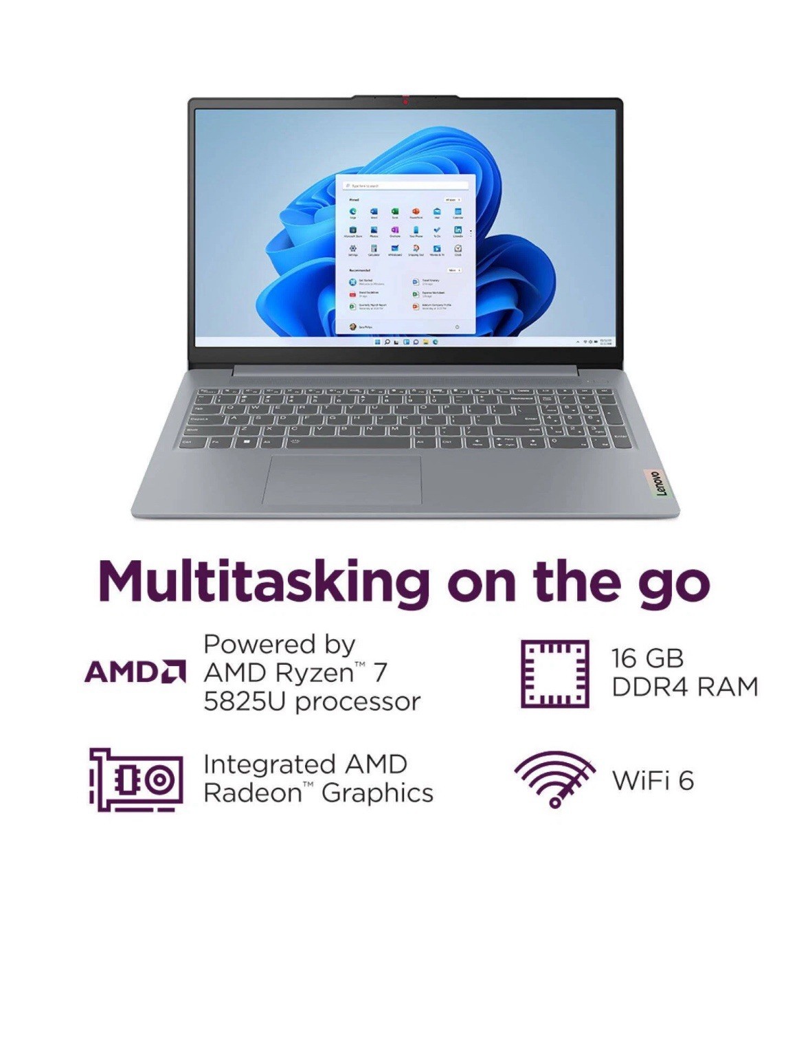 Lenovo IdeaPad Slim 3 15.6 5825U AMD Radeon 16GB 512GB 15.6″ LCD Touch FHD 3Cell