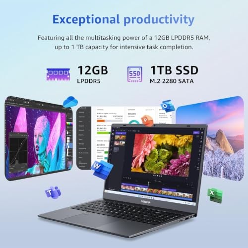 Laptop, 12GB LPDDR5 RAM 1TB SSD, 15.6 Inch Laptop Computer, N95 Quad Core