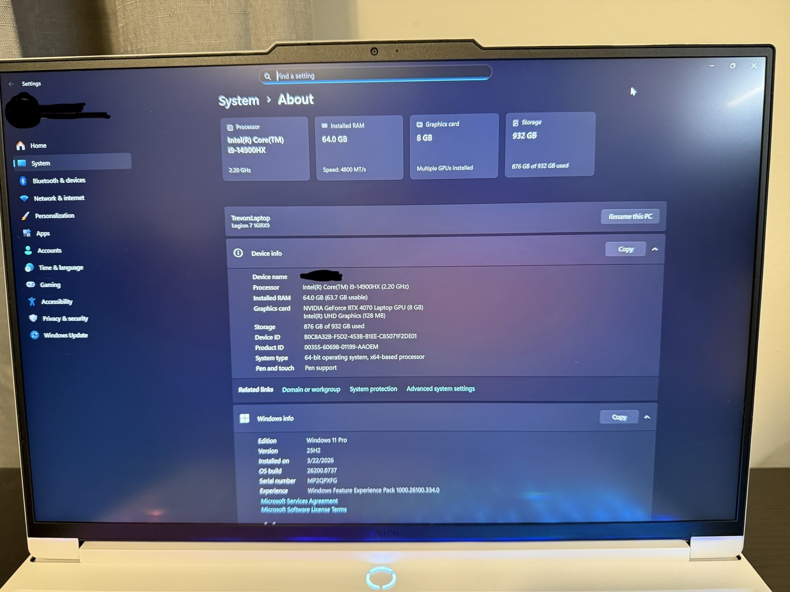 Lenovo Legion 7i Gen 9 16 240Hz i9-14900HX 64GB 1TB RTX 4070