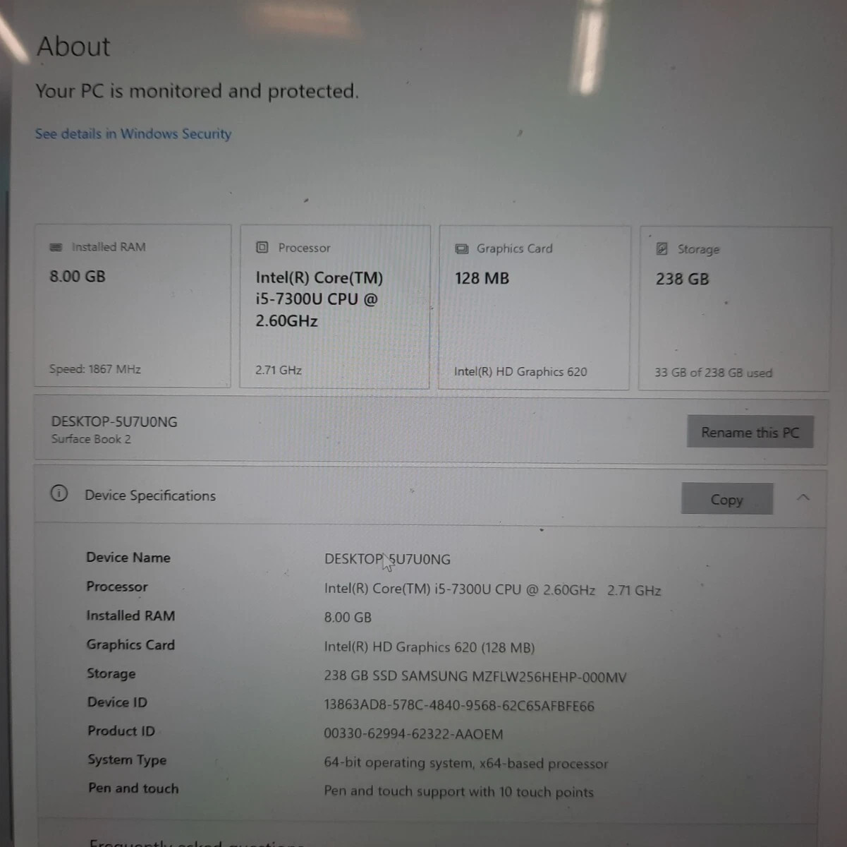 Microsoft Surface Book 2 Intel Core i5-7300U 256GBSSD 8GBRAM Win10Pro