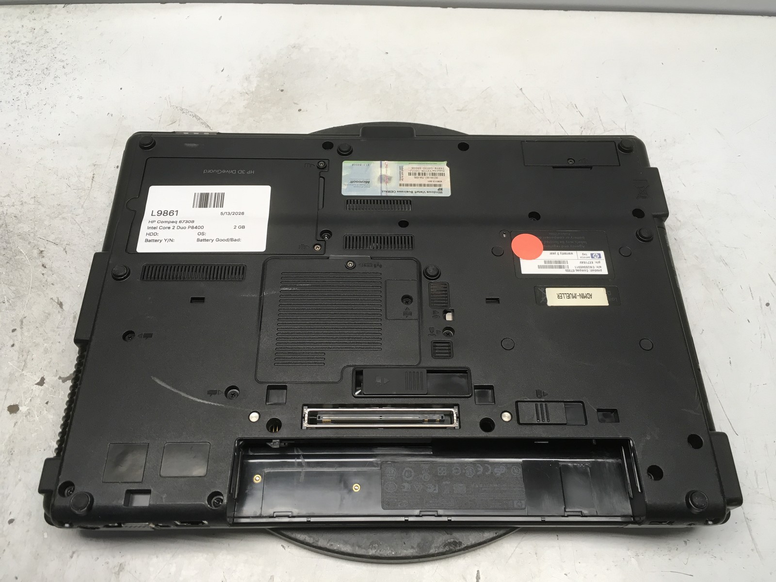 HP Compaq 6730B Intel Core 2 Duo P8400 2.26GHz 2 GB NO HDD No Batt BIOS Locked