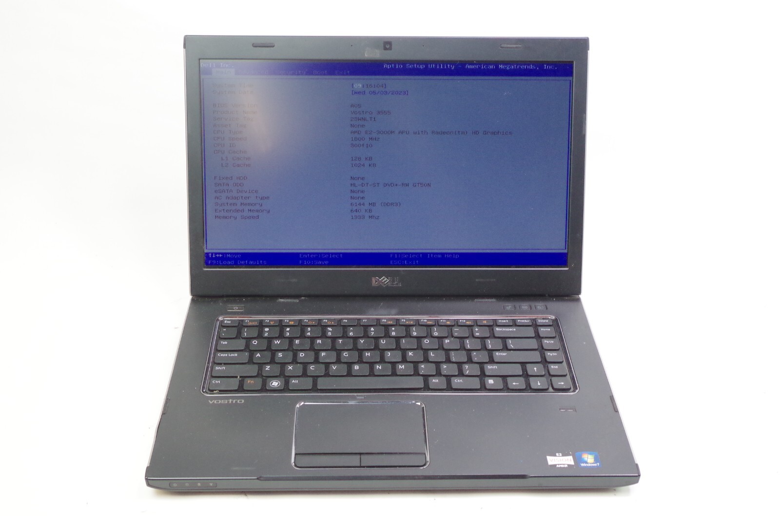 DELL Vostro 3555 Laptop AMD E2-300m 1.8Ghz 6GB Ram Boots To Bios