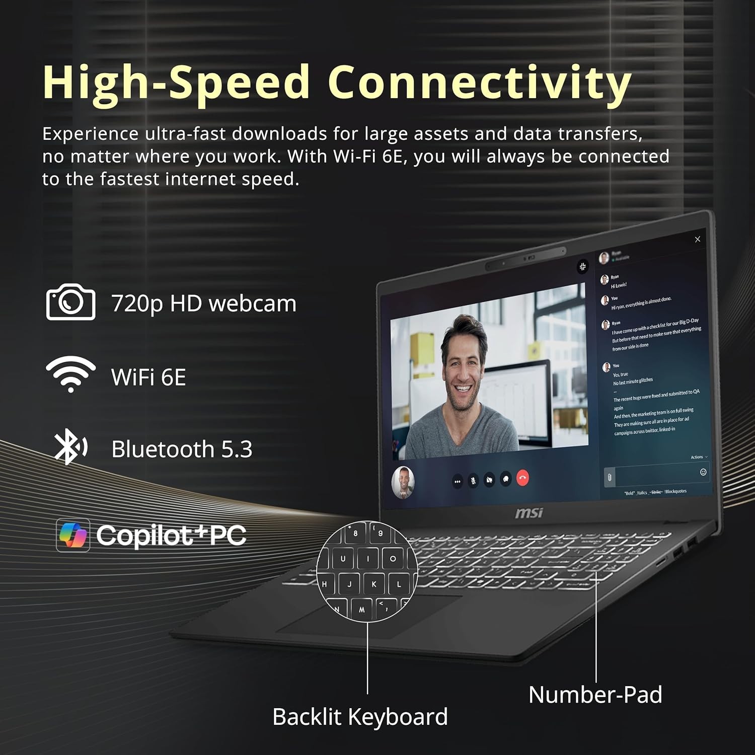 MSI Venture 16″ FHD IPS Touchscreen Laptop Intel Core Ultra 9 285H 64GB 2TB SSD