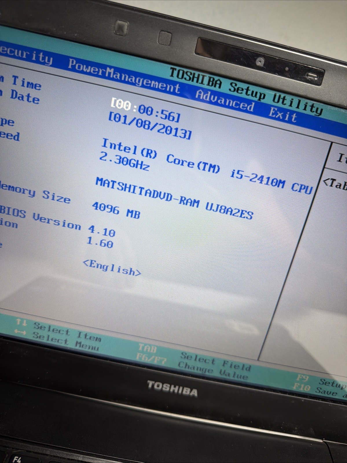 Toshiba Portege R835-P70 13″ Laptop i5-2410m 4gb Ram No Drives Boots Bios