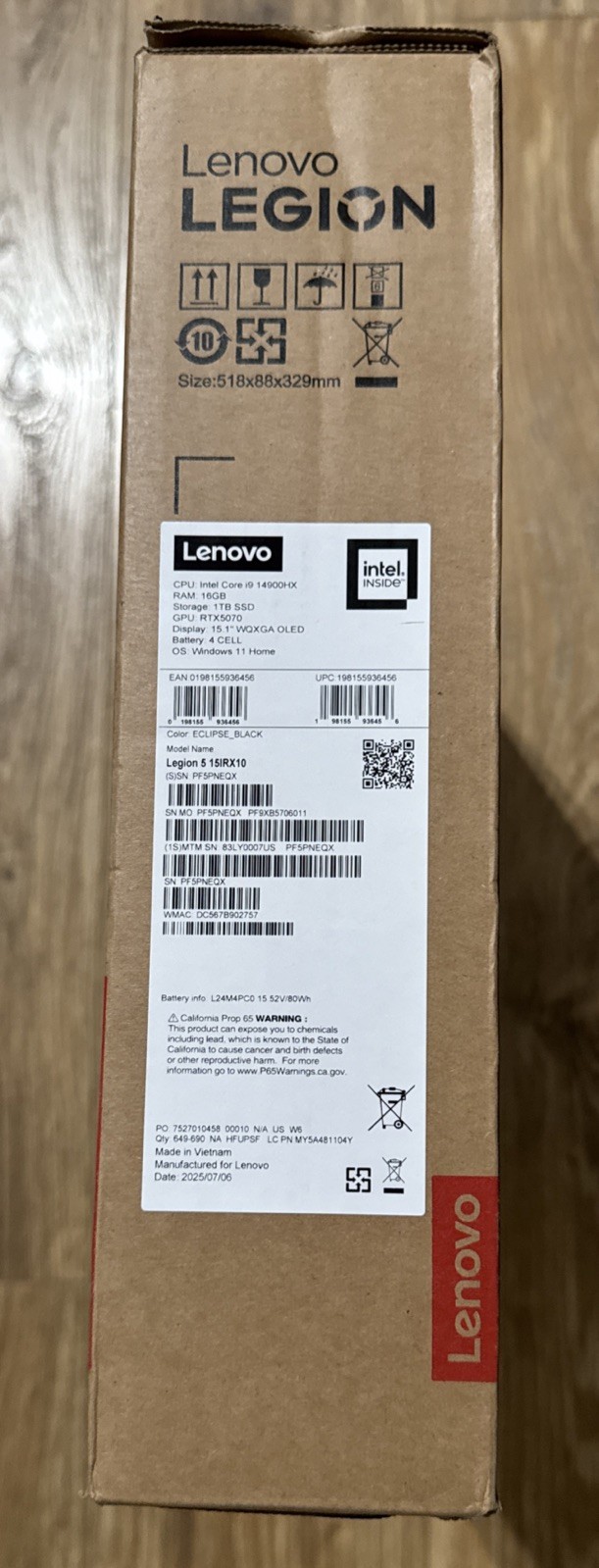 Lenovo Legion 5 15IRX10 OLED 15.1 Gaming Laptop i9 14th RTX5070 BRAND NEW 2025