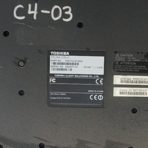 TOSHIBA TECRA C50-C Laptop w/ Intel Core i5-6200U 2.40 GHZ (No RAM/HDD/BATTERY)
