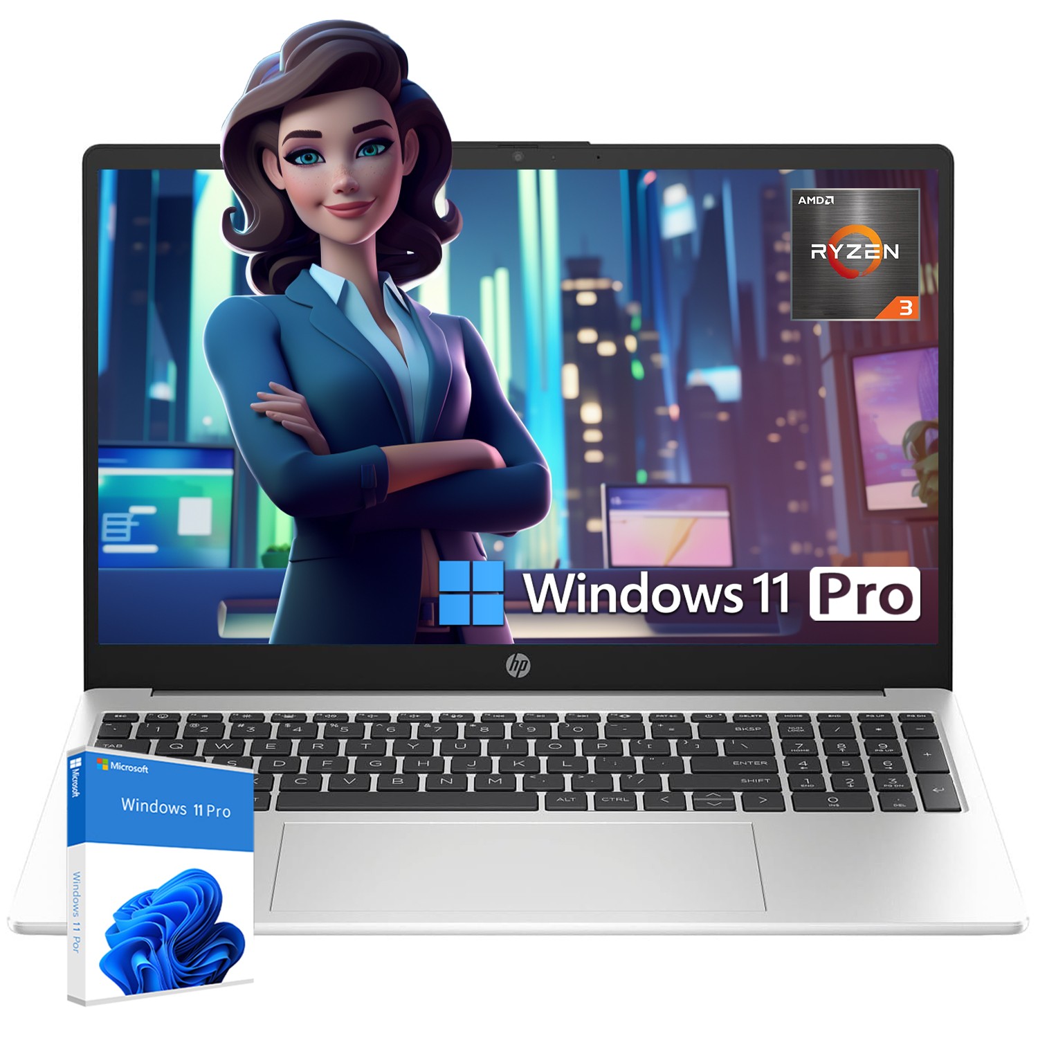 2025 HP 255 G10 Laptop,15.6″ FHD Ryzen 3 7330U,UpTo 32GB RAM 1TB SSD W11pro