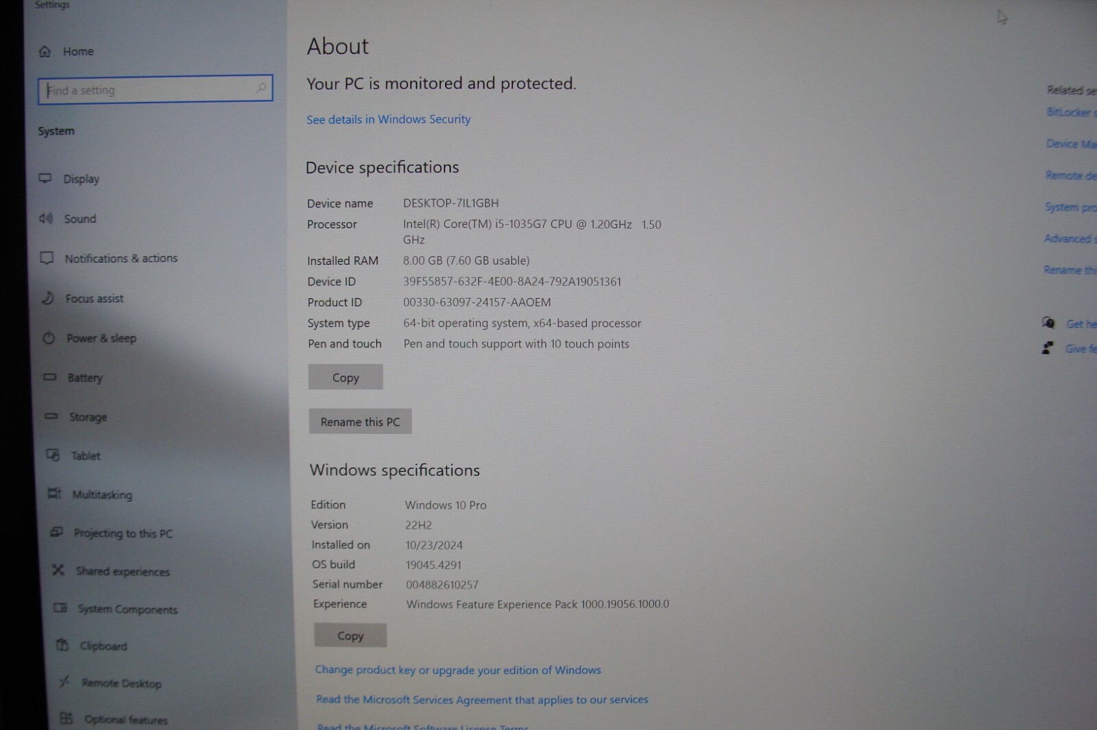 Microsoft Surface Laptop 3 1868 13.5″TOUCH i5-1035G7 1.2GHz 8GB 256GB PWRBattery