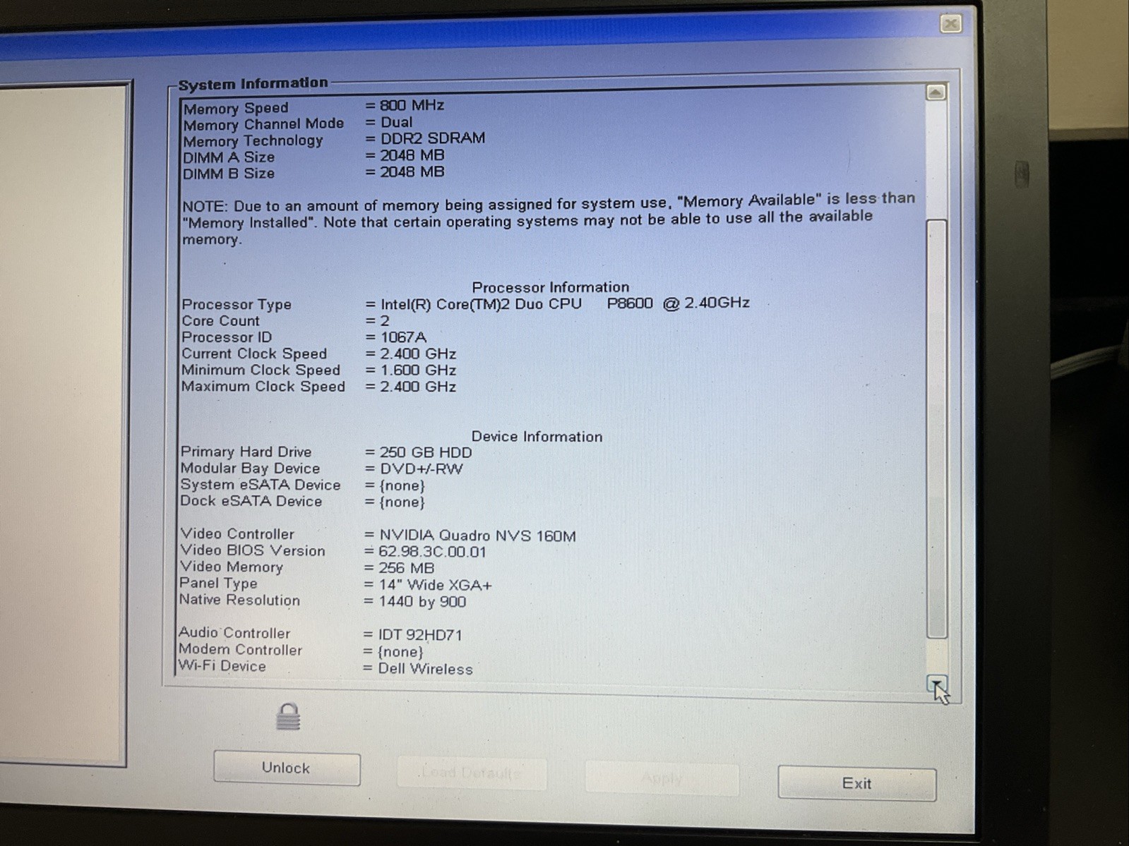 Dell Latitude E6400 14″ Laptop Intel Core 2 DUO 2.40GHz 250GB NO OS