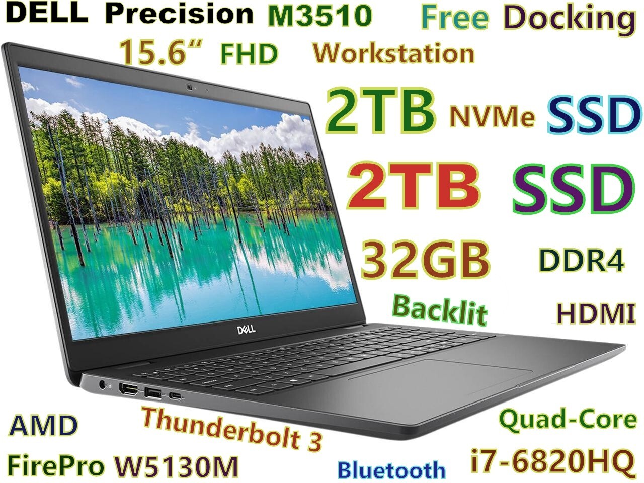 DELL Precision M3510 i7-6820HQ FAST 4TB SSD 32GB 15.6″ IPS W5130M 2GB + DOCKING