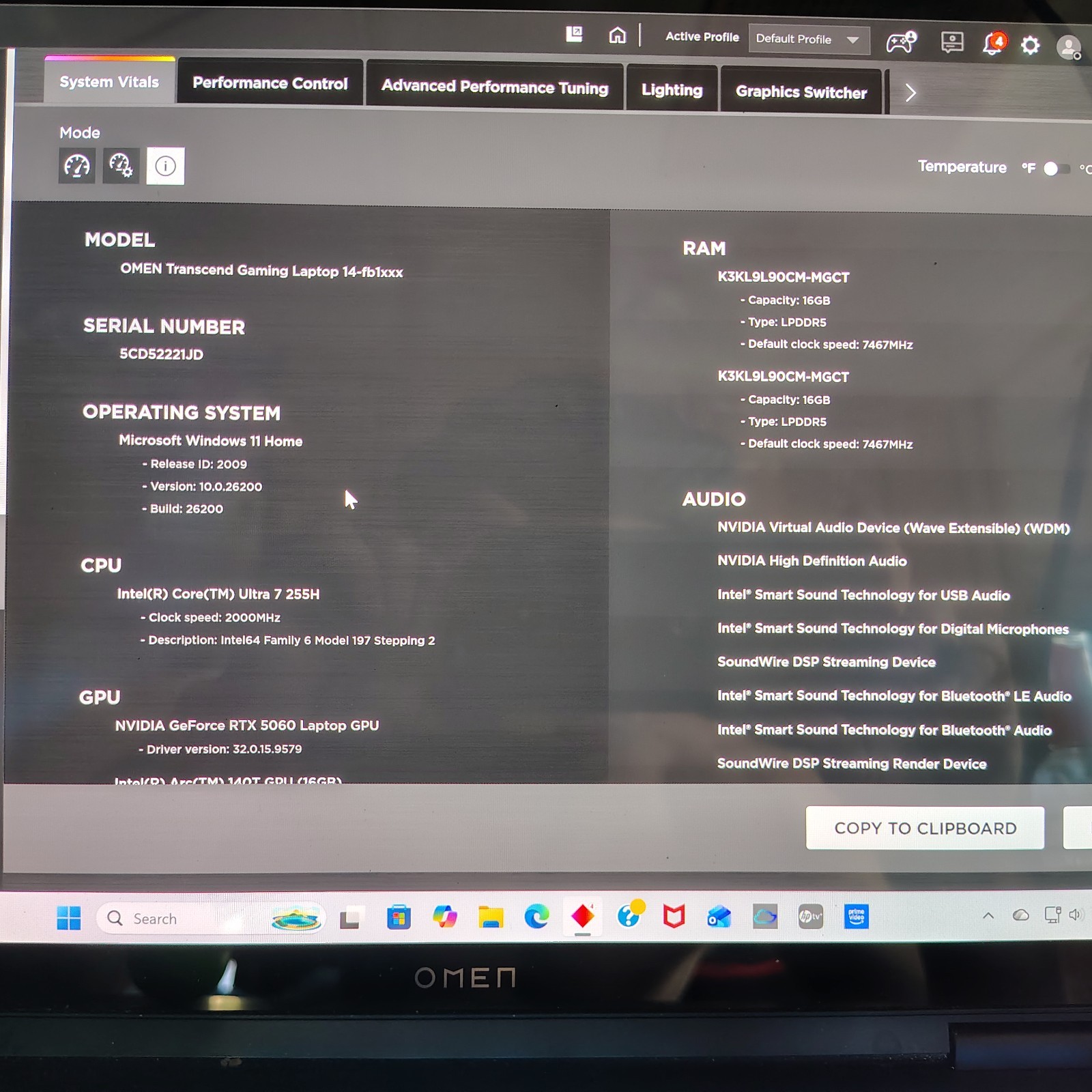 HP OMEN Transcend 14 OLED Gaming Laptop Ultra 7-255H 32GB 1TB RTX 5060