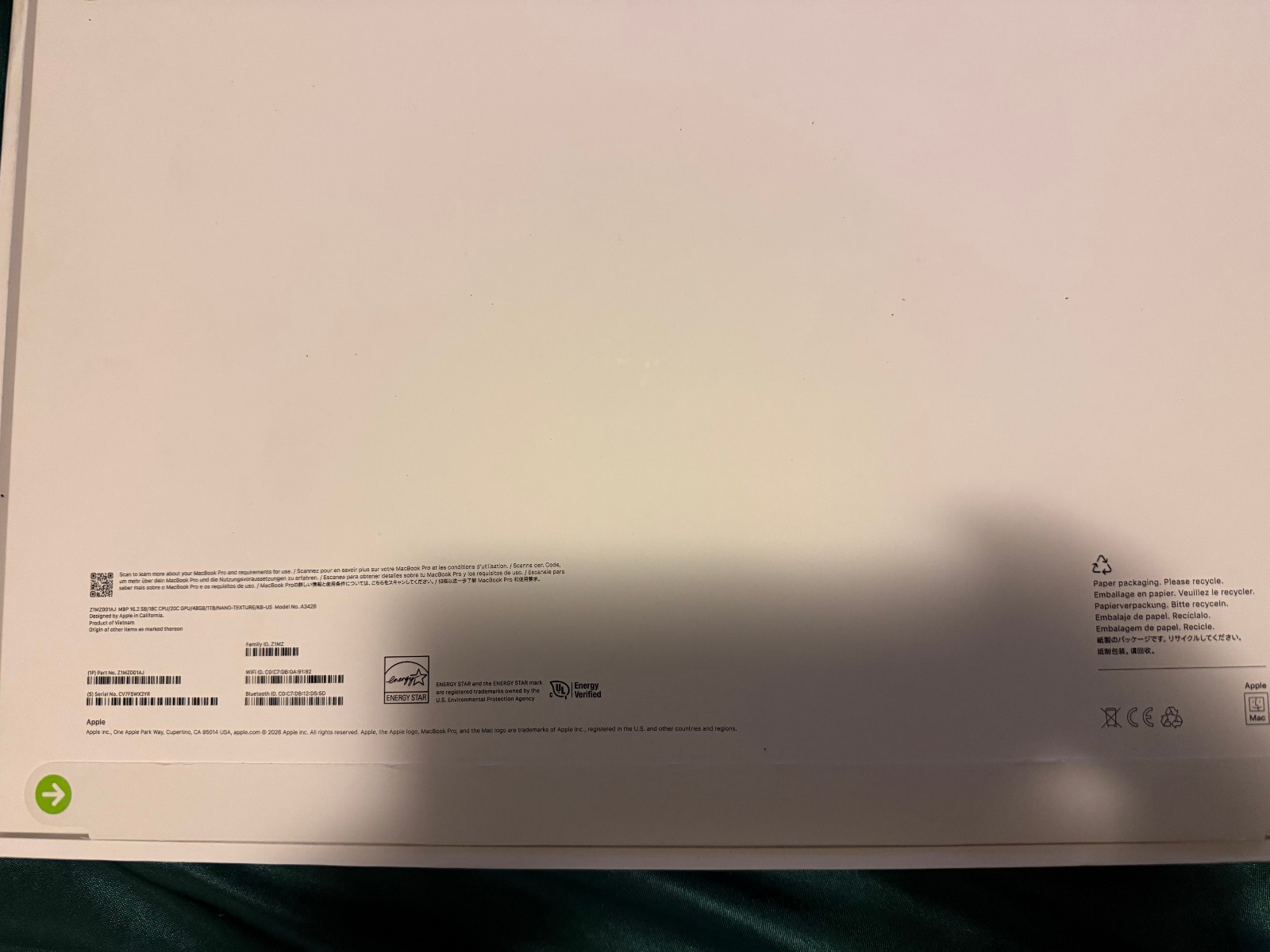 Apple 16 in MacBook Pro M5 Pro Nano-Texture Glass Space Black 48GB RAM 1TB SSD