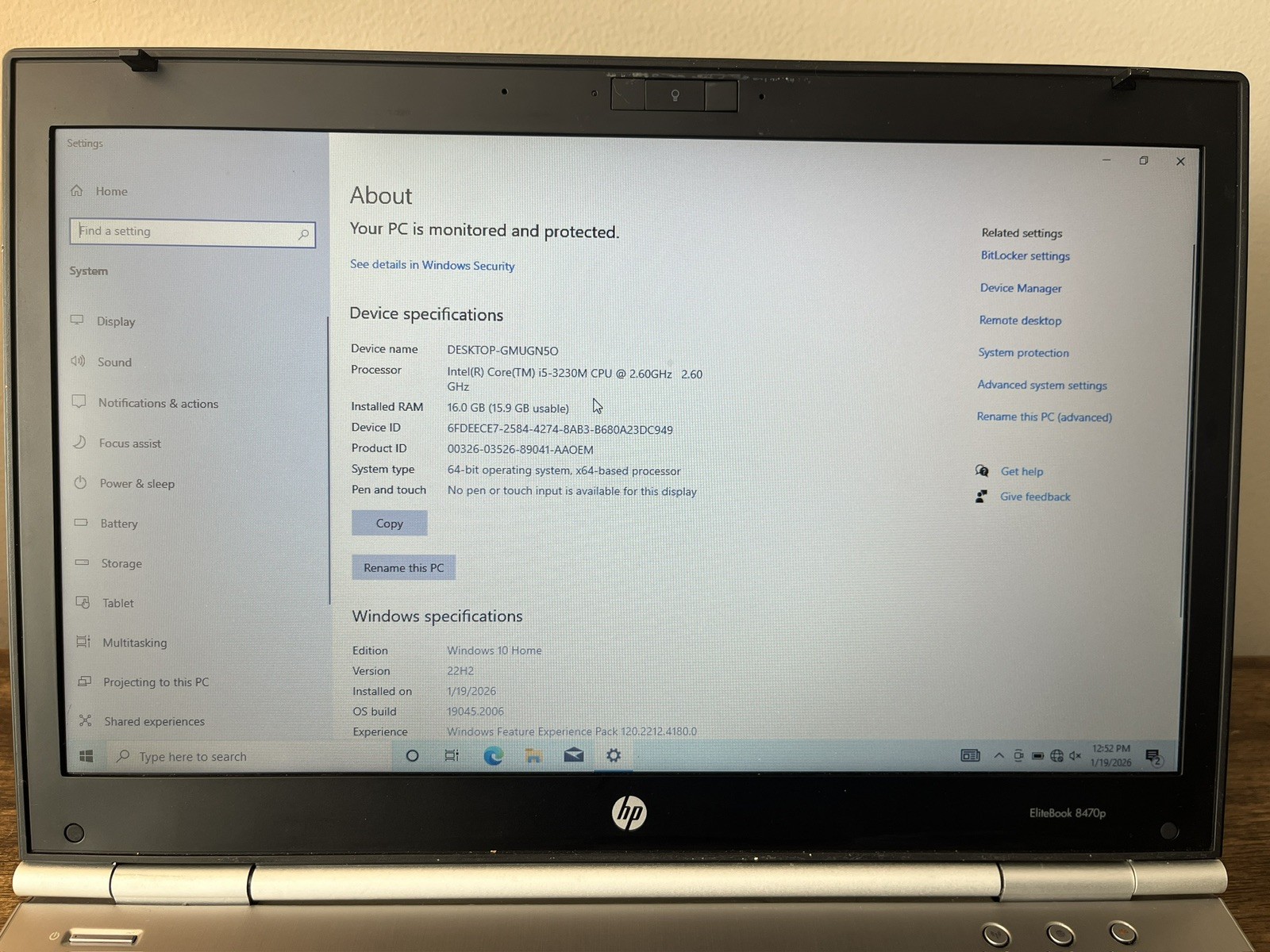 HP EliteBook 8470p | 16GB RAM | i5-3230M @ 2.6 GHz | 256GB SSD | W10 Home | Used