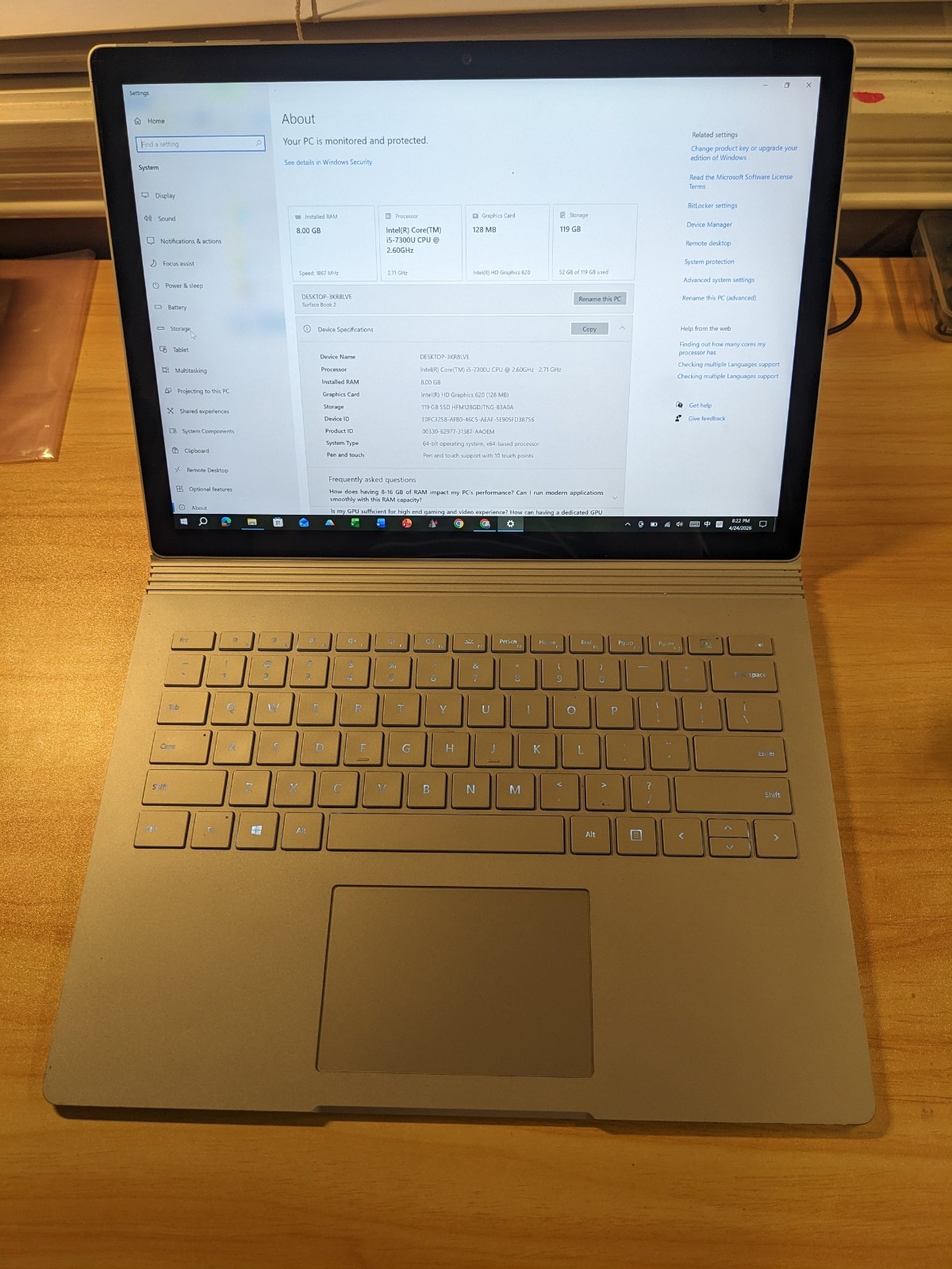 Microsoft Surface Book 2 13.5 (128GB, i5 7300,8GB)-with keyboard-Read please