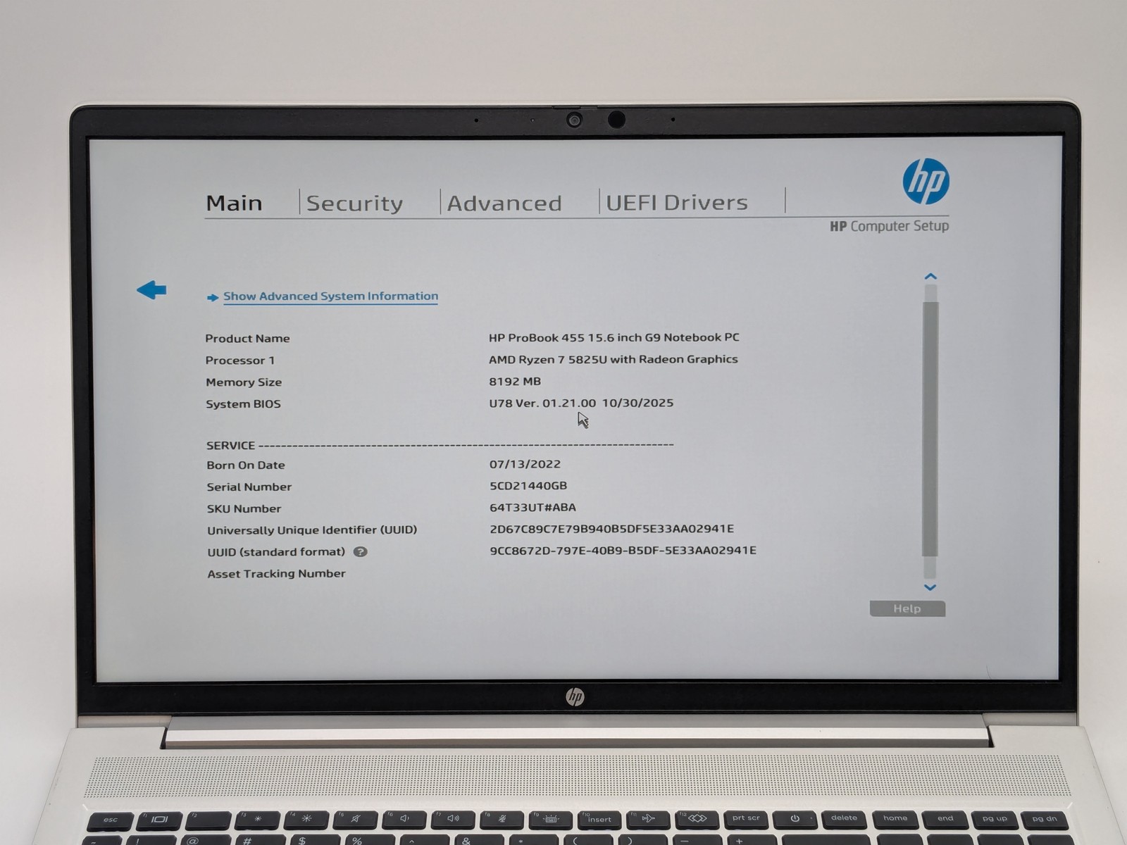HP ProBook 455 G9 15″ FHD RYZEN 7 5825U 512GB 8GB W11P Webcam Backlit IRCam