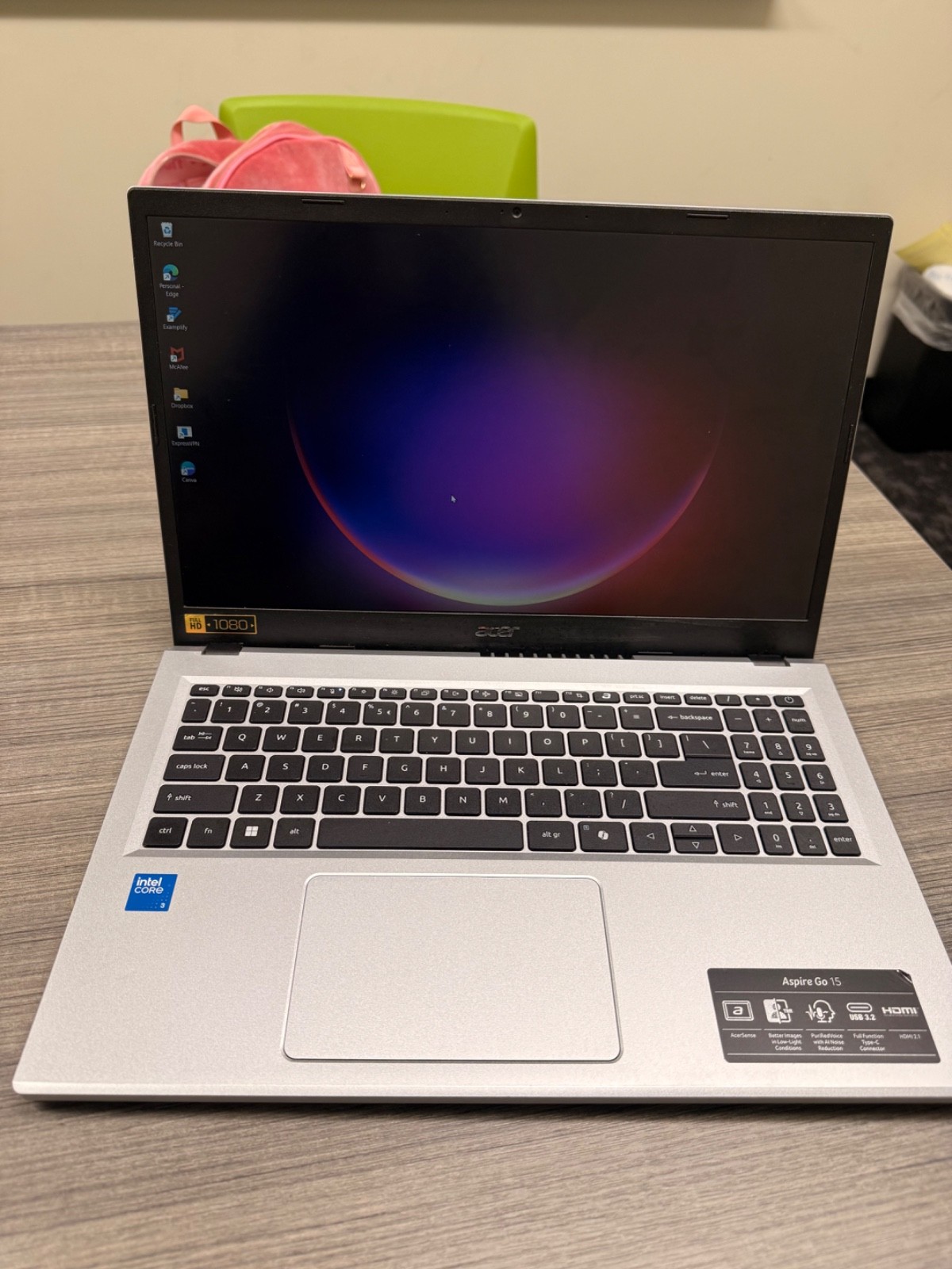 Acer Aspire Go 15. 15”6 Full HD (1920×1080) IPS display. 128gb. Slightly used