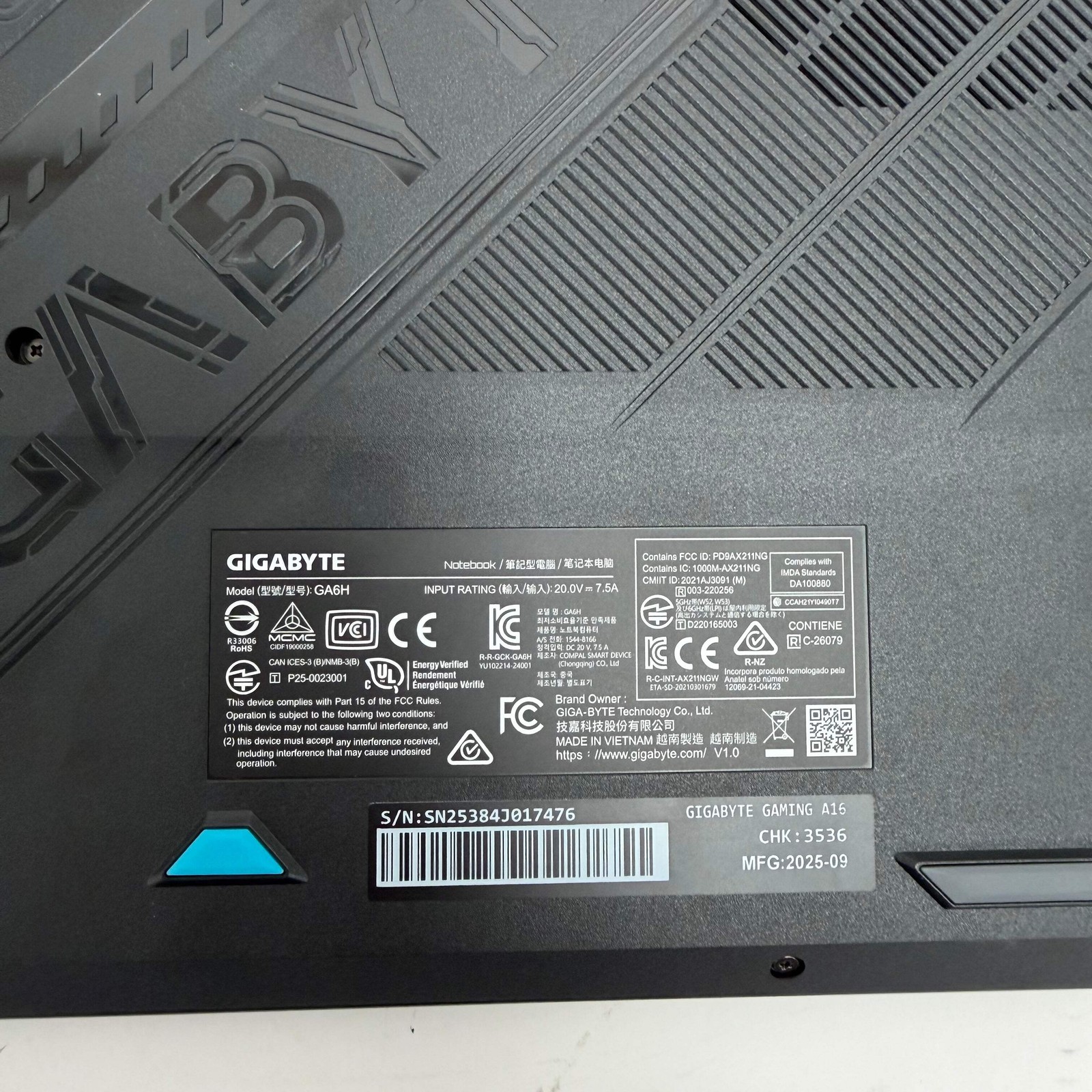 Gigabyte Gaming A16 GA6H 16″ i7-13620H 2.4GHz 16GB RAM 1TB SSD GeForce RTX 4050