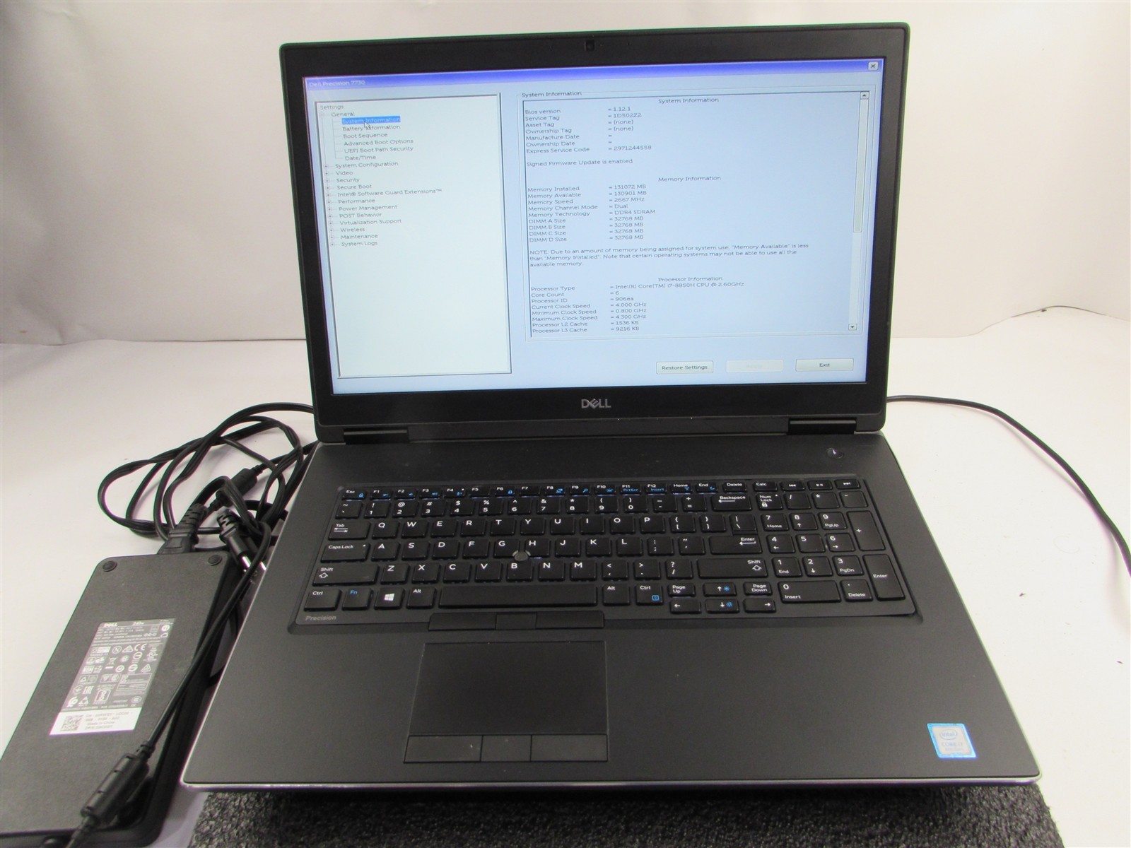 DELL PRECISION 7730 CORE I7-8750H NO SSD 128GB RAM NVIDIA QUADRO P3200 NO O.S