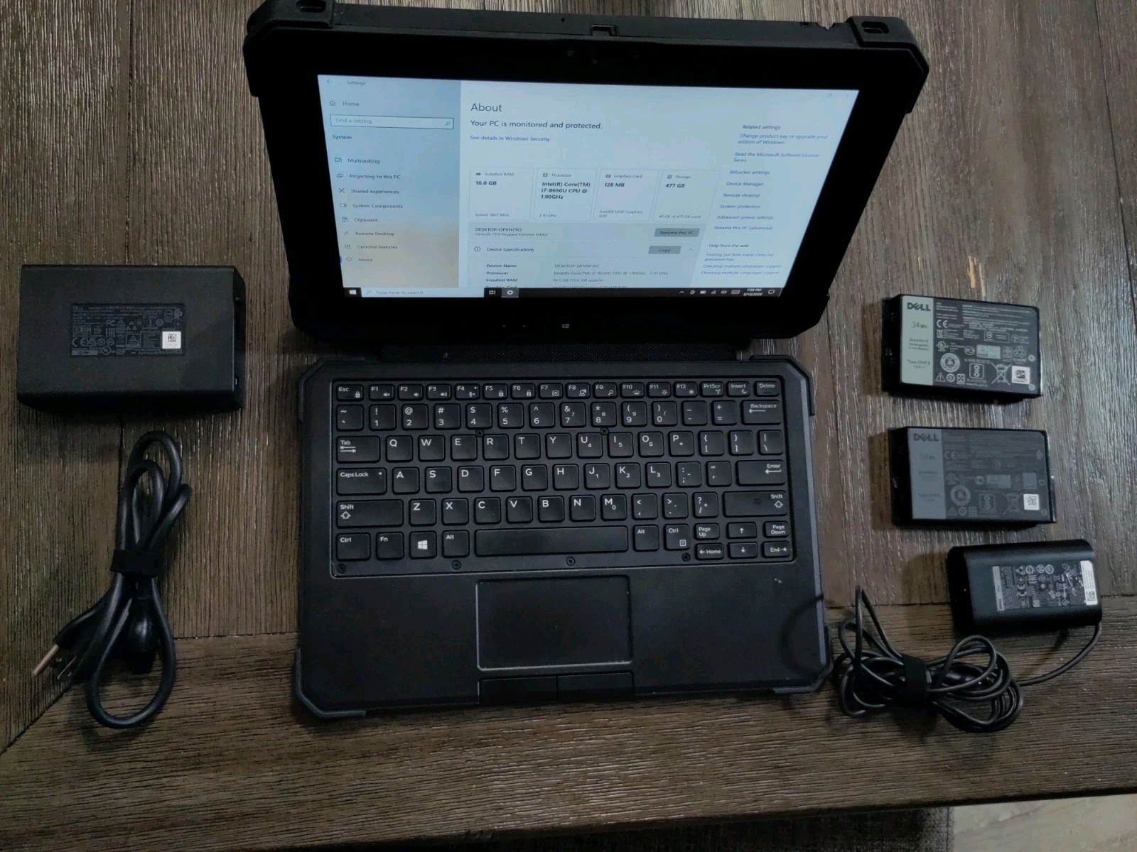 Dell Latitude 7212 Rugged Extreme Tablet, I7-8650U, 512gb SSD, WIN 10 , 16GB Ram