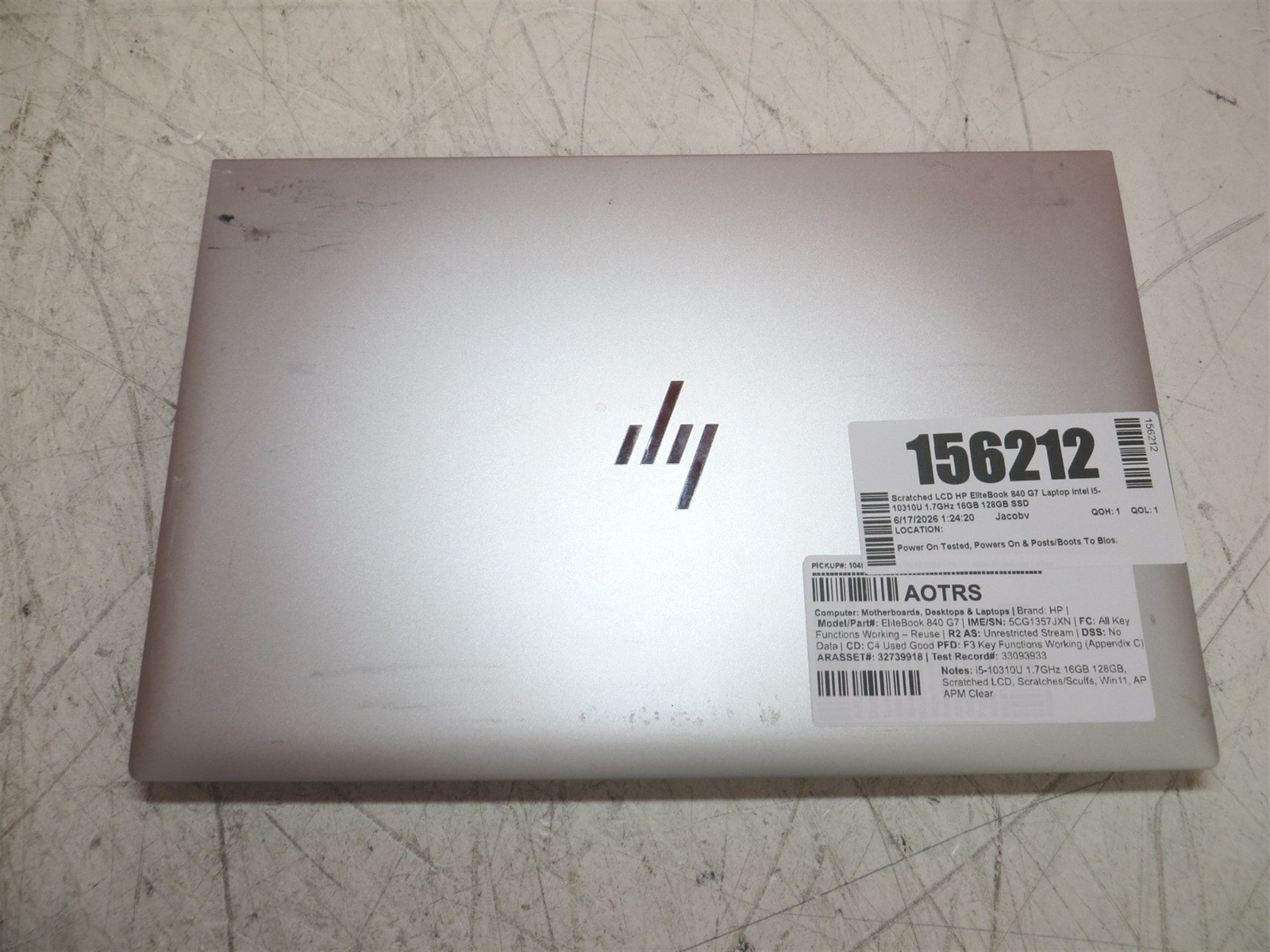 Scratched LCD HP EliteBook 840 G7 Laptop Intel i5-10310U 1.7GHz 16GB 128GB SSD