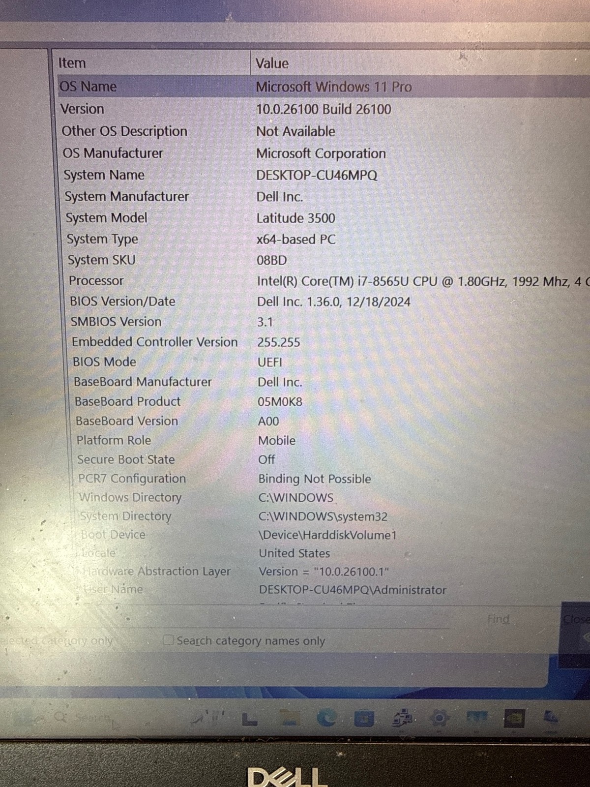 Dell Latitude 3500 Intel i7-8565U 16 GB 256 GB SSD NVIDIA MX130 2GB