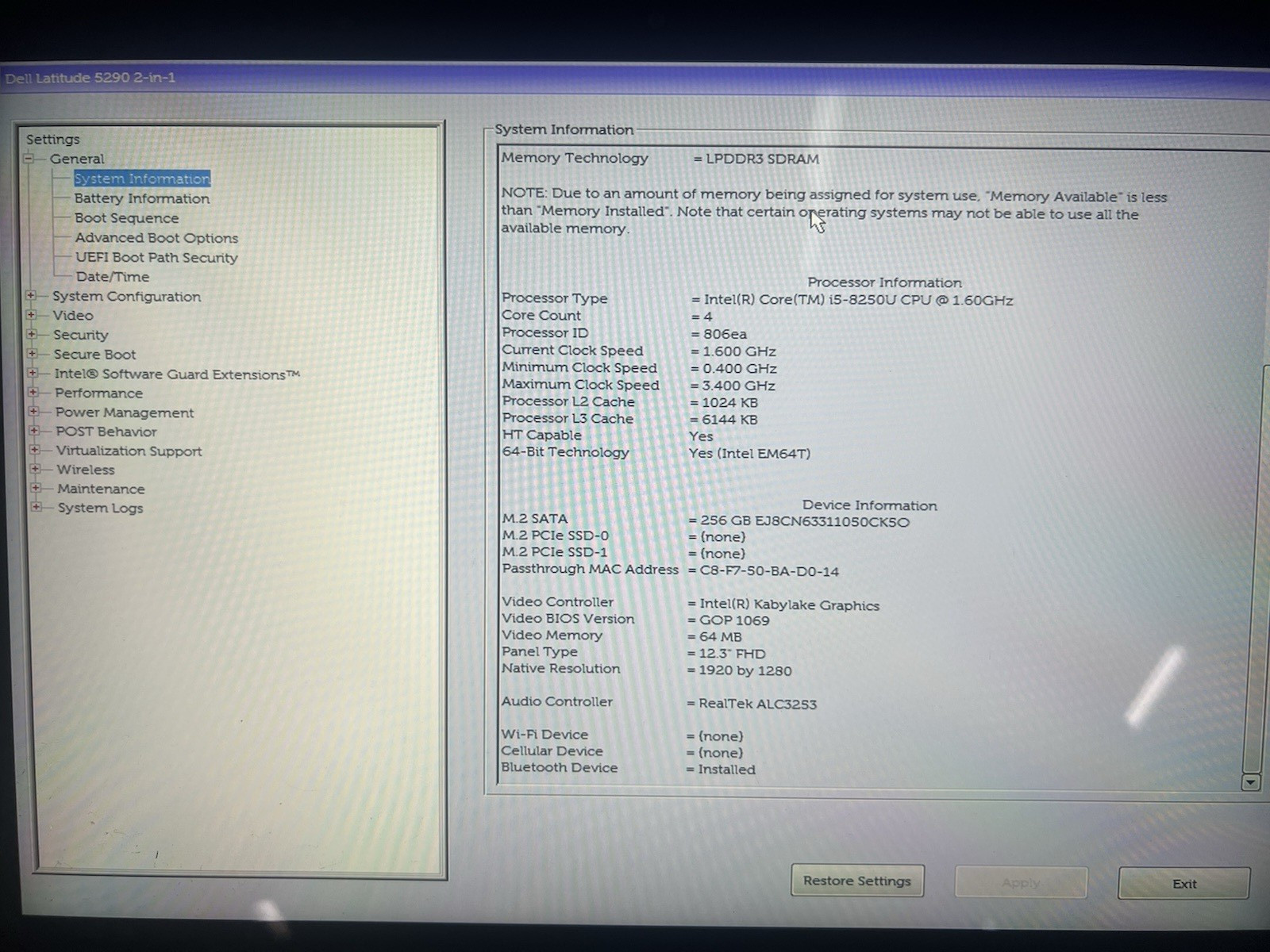 Dell Latitude 5290 2-in-1 Used 12.3″ i5-8250U, 8GB RAM, 256GB SSD