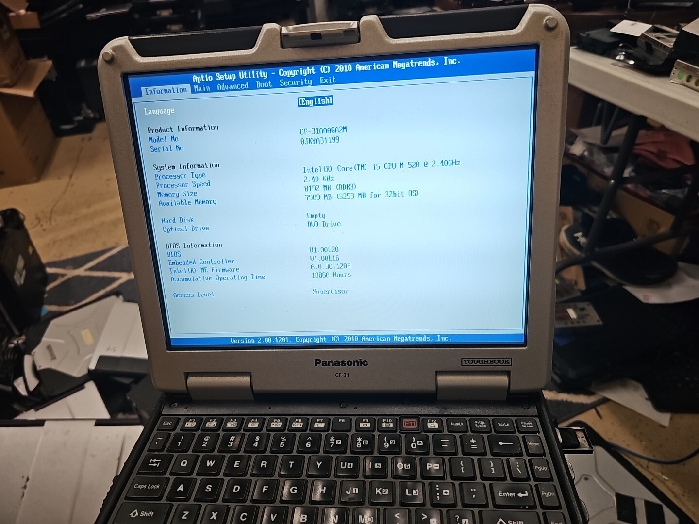 Panasonic Toughbook CF-31 MK-1 i5 520M @ 2.40GHz 8GB RAM DDR3 ( 18660HRS)