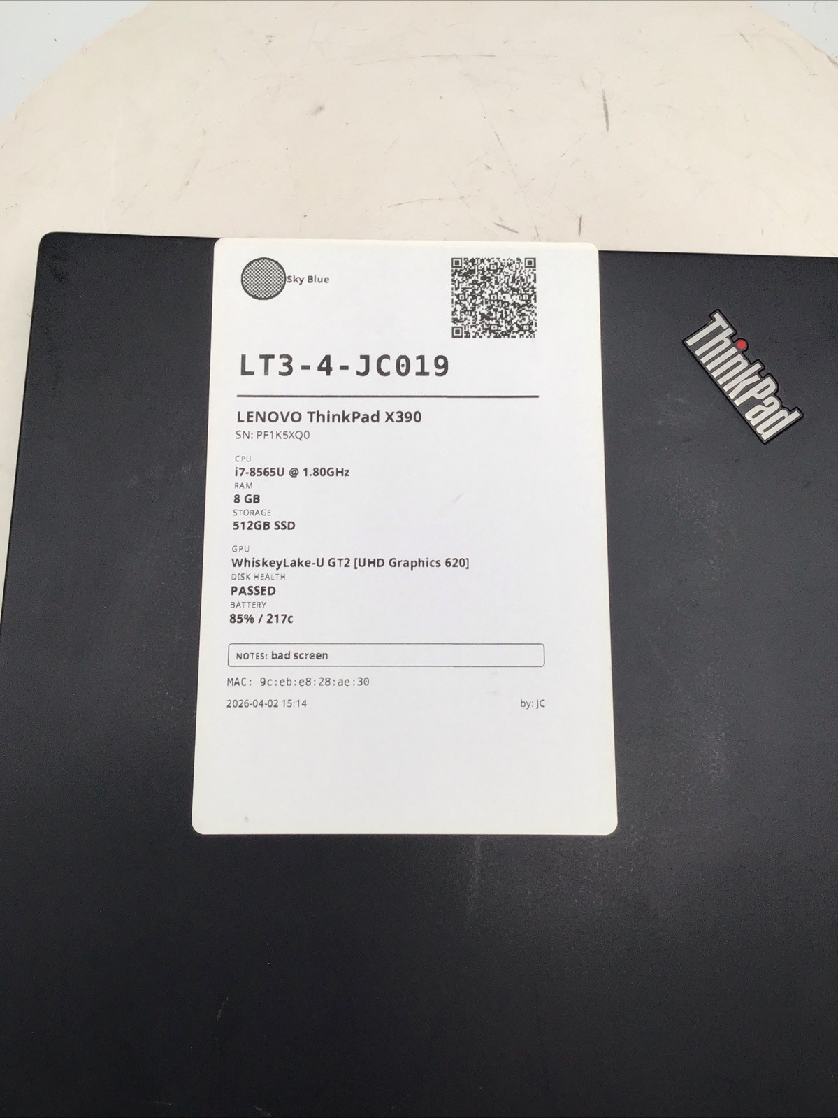 Lenovo ThinkPad X390 13.3″ Laptop i7-8665U 8GB RAM 512GB SSD Win11Pro Used READ